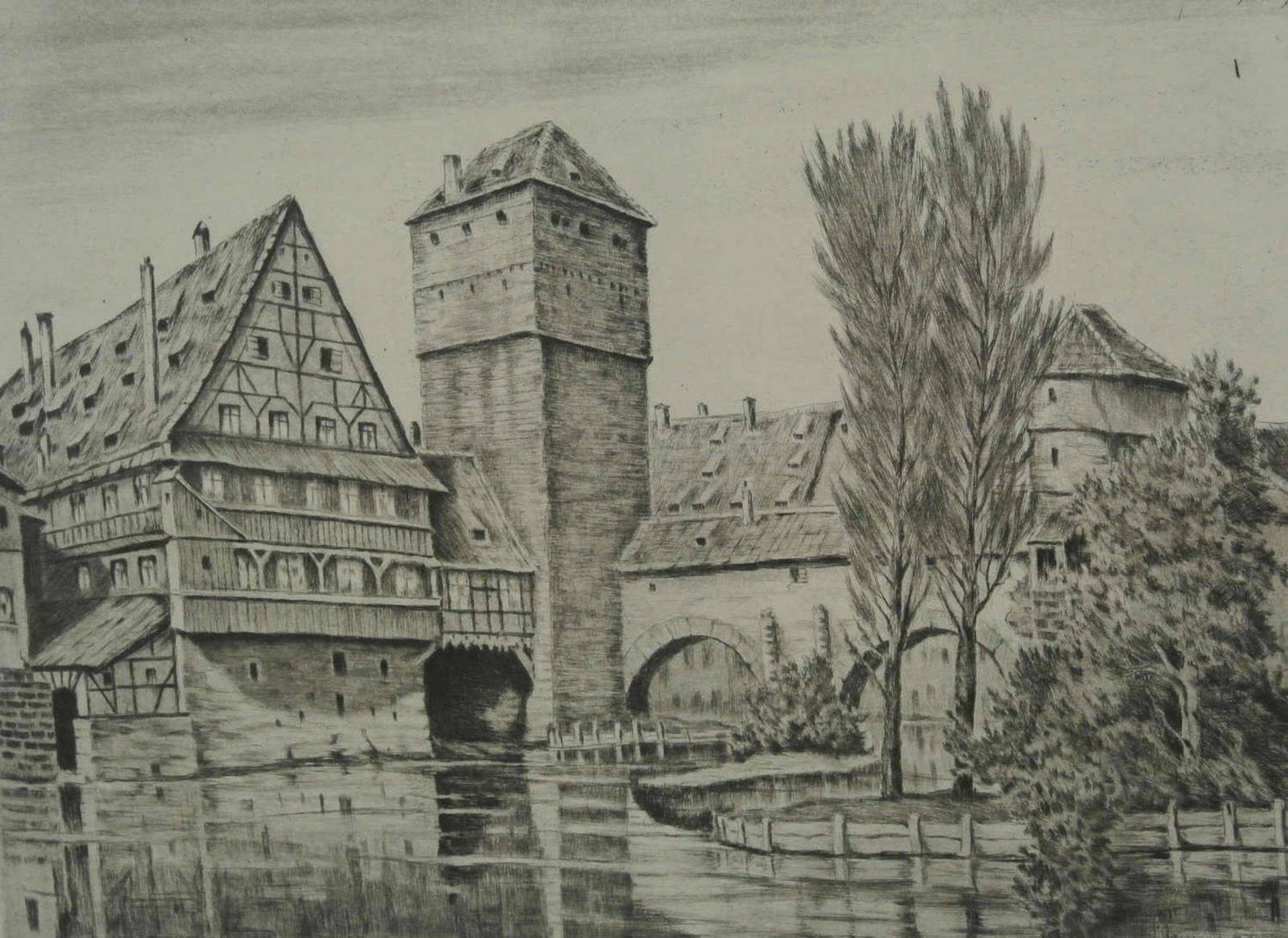 Fritz Hartmann (1878 - 1961), Düsseldorfer Kunstakademie, Original Radierung "Nürnberg - Bild 2 aus 3