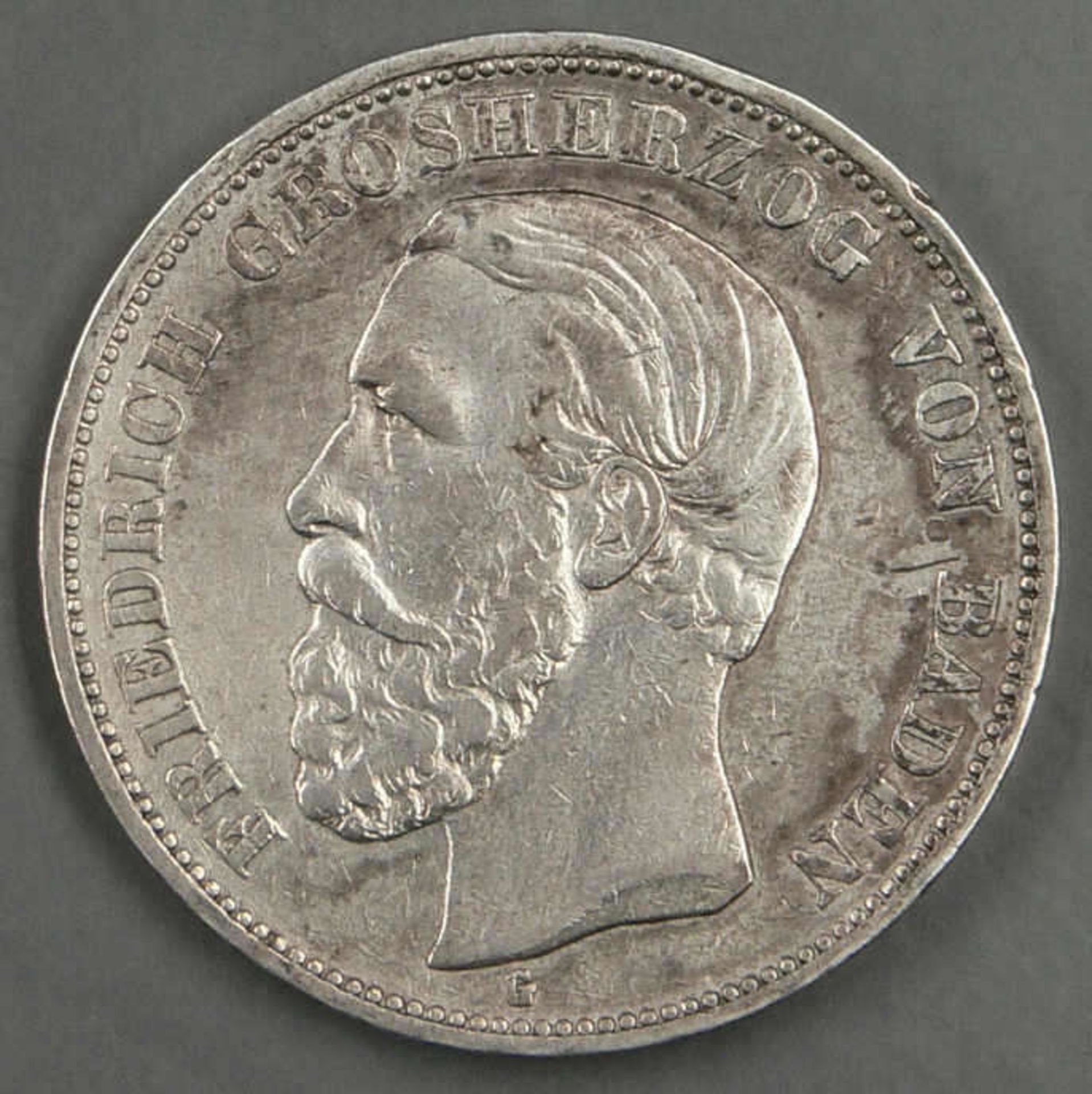 Deutsches Kaiserreich Baden 1893 G, 5.- Mark - Silbermünze. Jaeger: 29. Erhaltung: s - teilweise