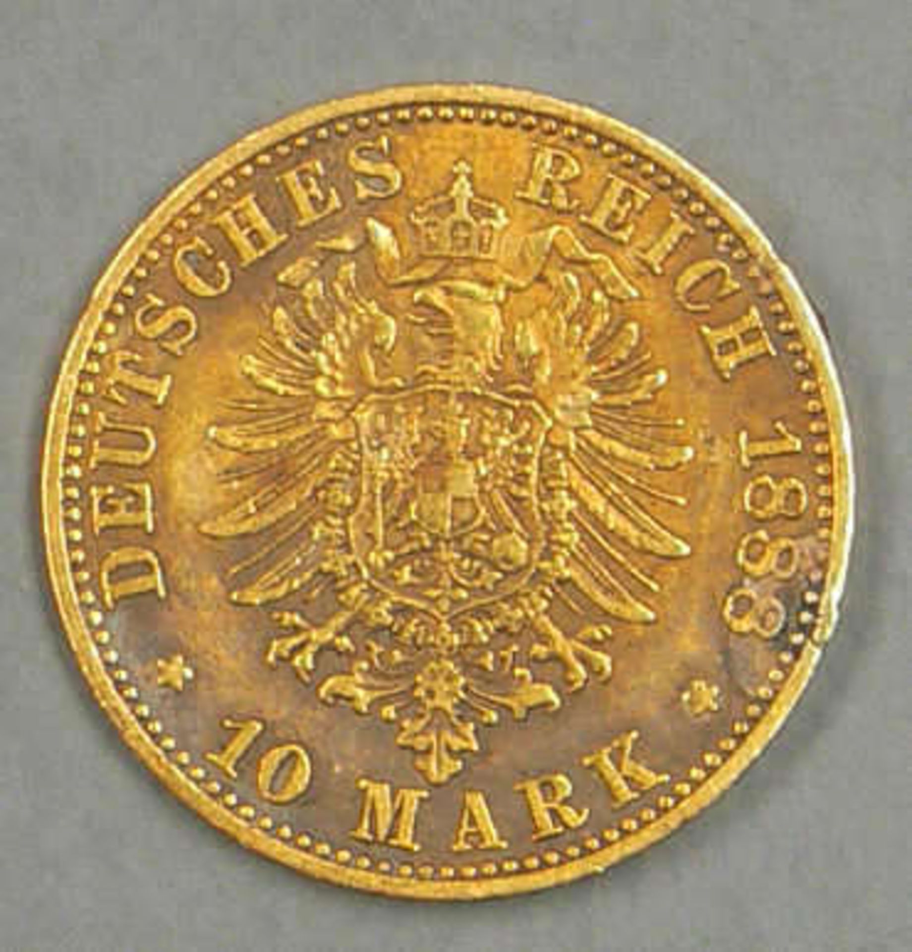 Deutsches Kaiserreich Preußen 1888, 10.- Mark - Goldmünze "Friedrich III.". Erhaltung: ss. German - Bild 2 aus 2