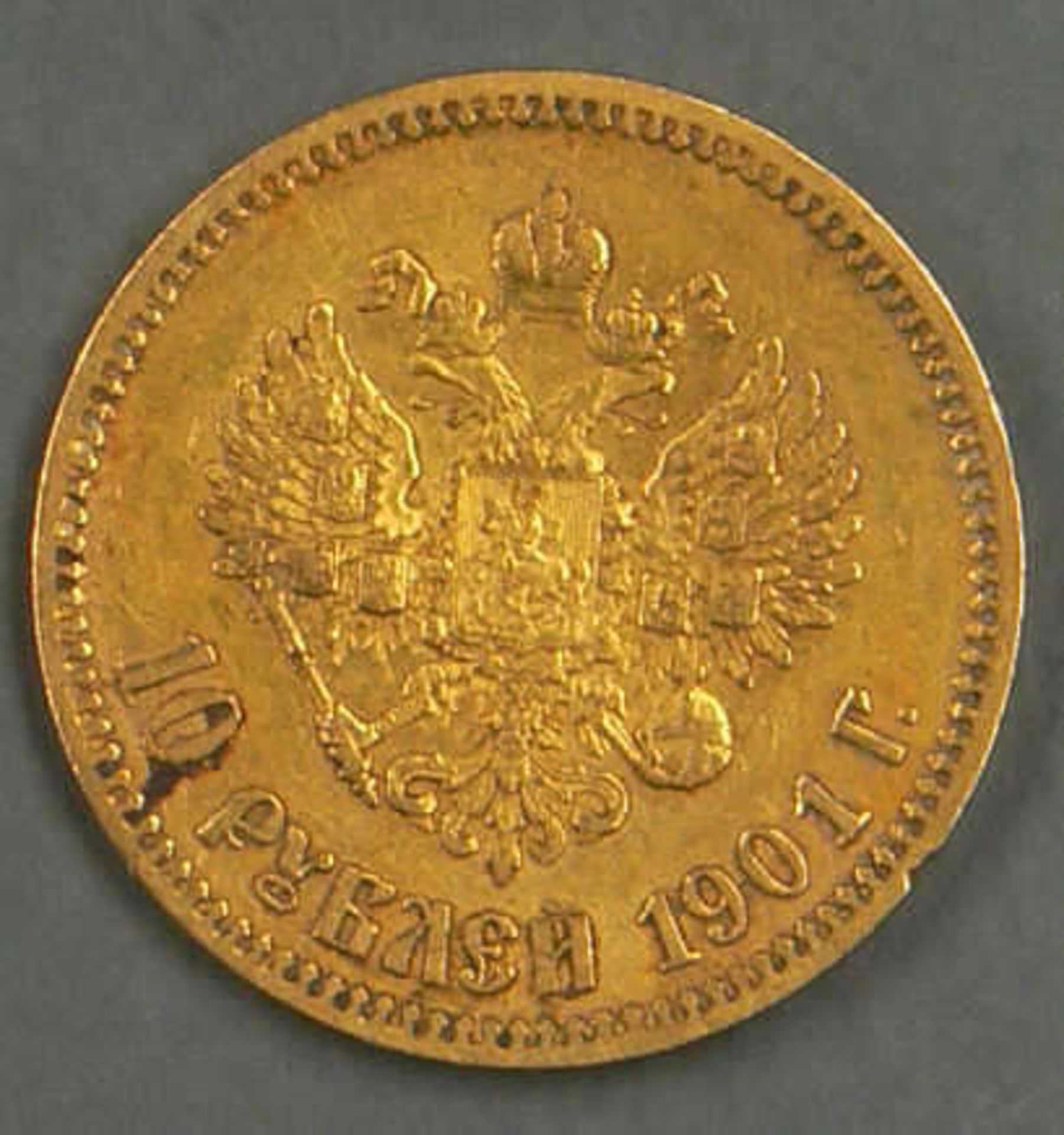 Russland 1901, 10.- Rubel - Goldmünze, "Nikolaus II.". Erhaltung: ss. Russia 1901, 10.- ruble - gold - Bild 2 aus 2