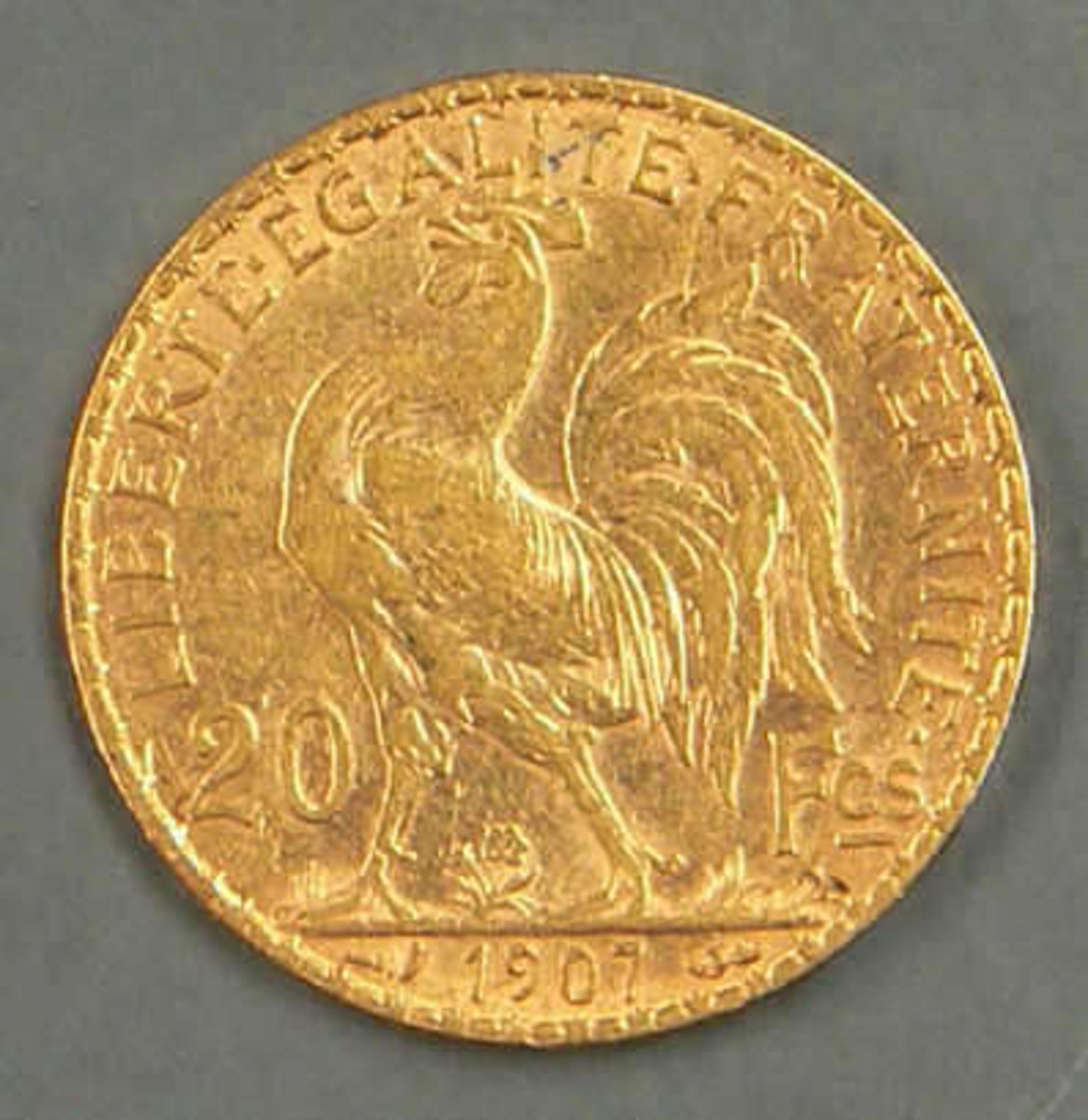 Frankreich 1907, 20.- Francs - Goldmünze. Gold 900. Gewicht: ca. 6,49 g. Erhaltung: vz. France 1907,
