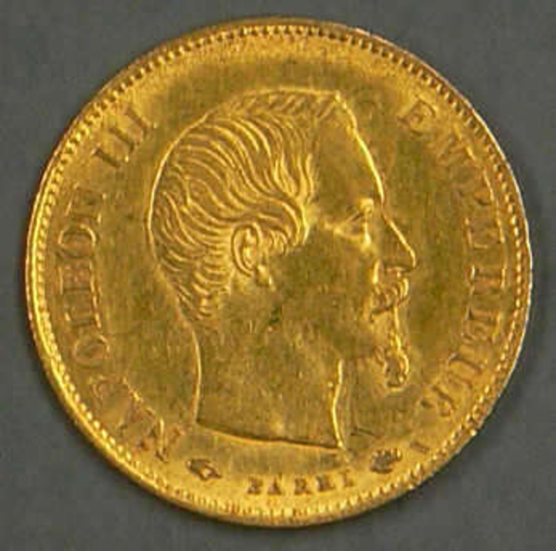 Frankreich 1859, 10.- Francs - Goldmünze. Gold 900. Gewicht: ca. 3,2 g. Erhaltung: vz. France - Bild 2 aus 2