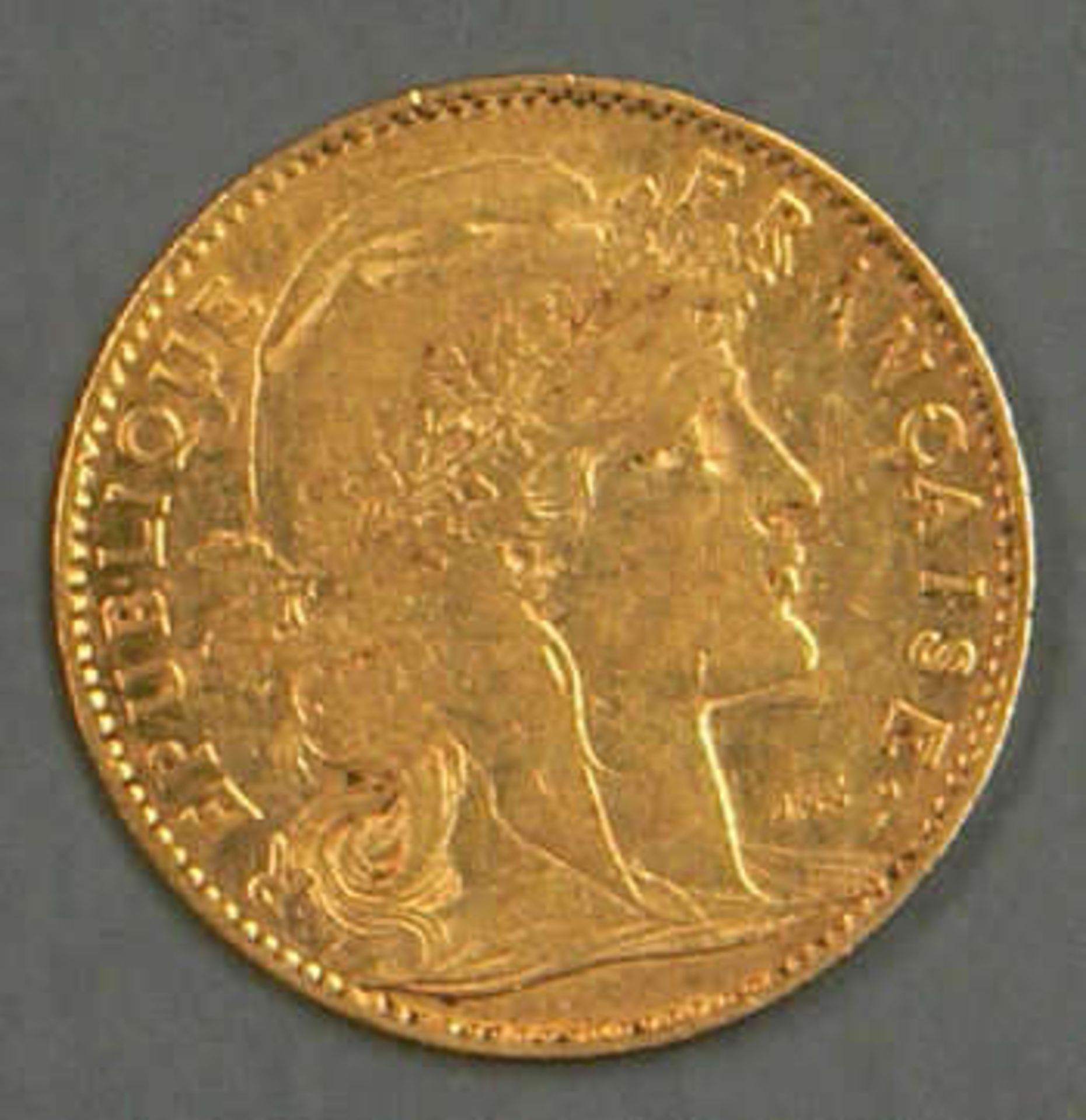 Frankreich 1901, 10.- Francs - Goldmünze. Gewicht: ca. 3,3 g fein. Erhaltung: ss. France 1901,