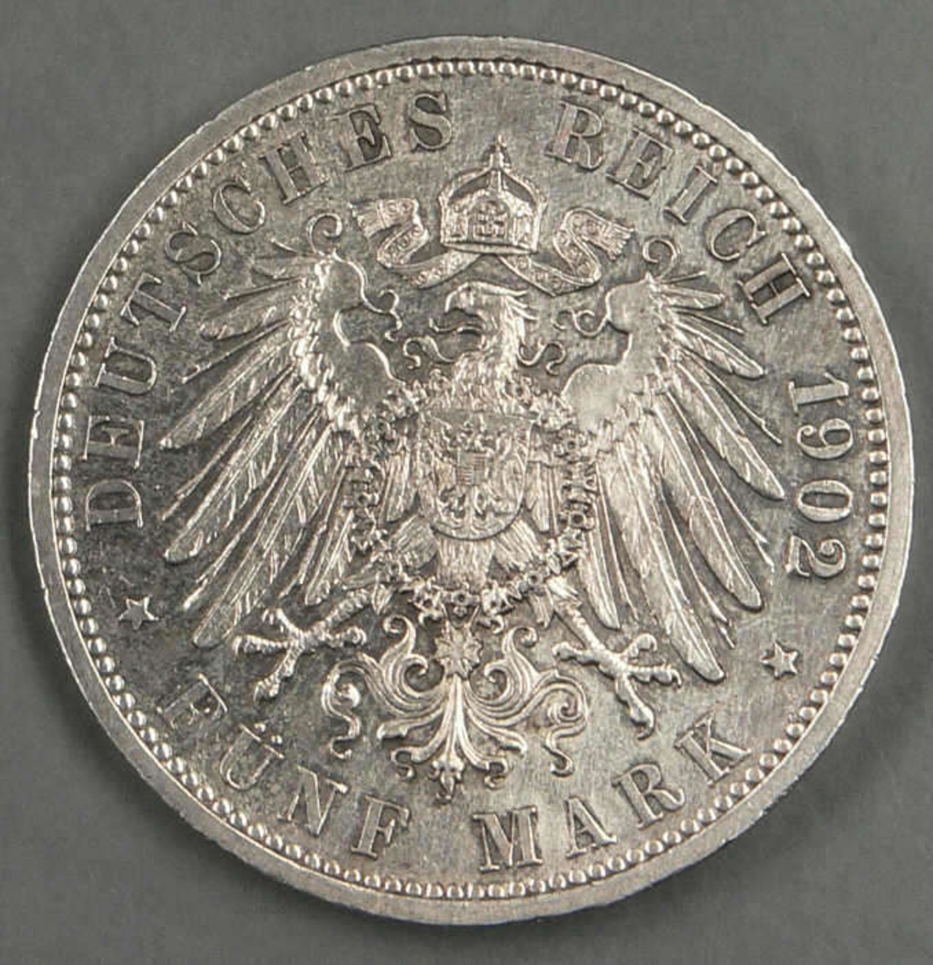 Deutsches Kaiserreich Baden 1902, 5.- Mark - Silbermünze "Regierungsjubiläum". Jaeger: 31. - Bild 2 aus 2
