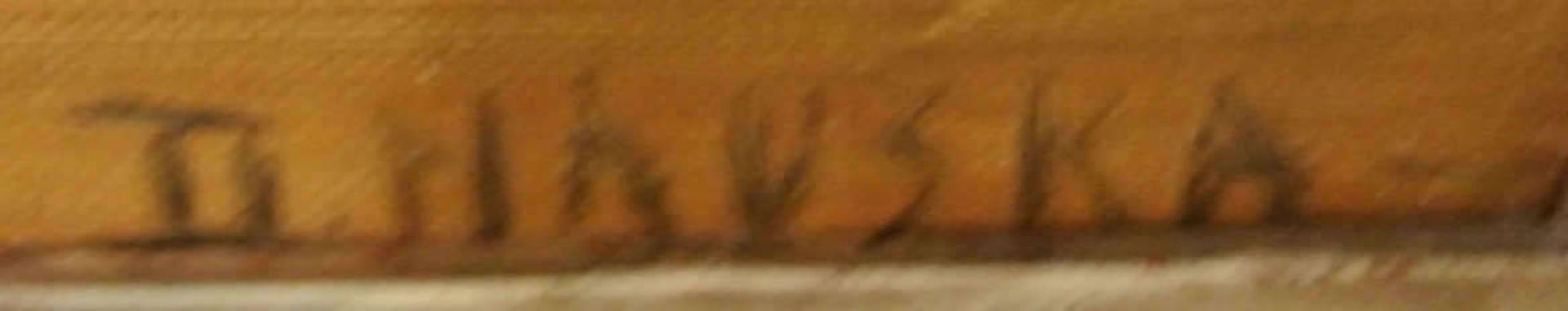 D. Hauska, Ölgemälde auf Holzplatte "Pfingstrosenstrauß", Breite ca. 70 cm, Höhe ca. 50 cm, im - Bild 3 aus 3