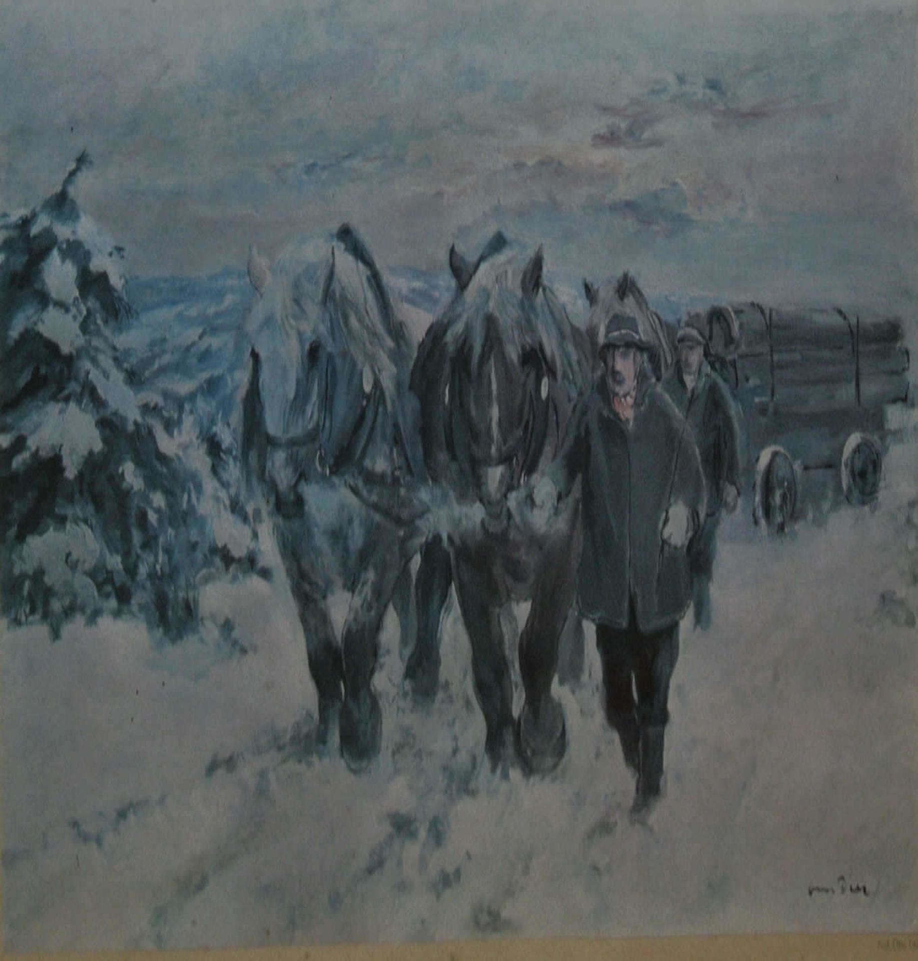 Lot aus 3 Kunstdrucken, 1x Otto Dill "Viererzug-Holzfuhrwerk im Winterabend", 1x "Ludwigshafen" - Bild 5 aus 5