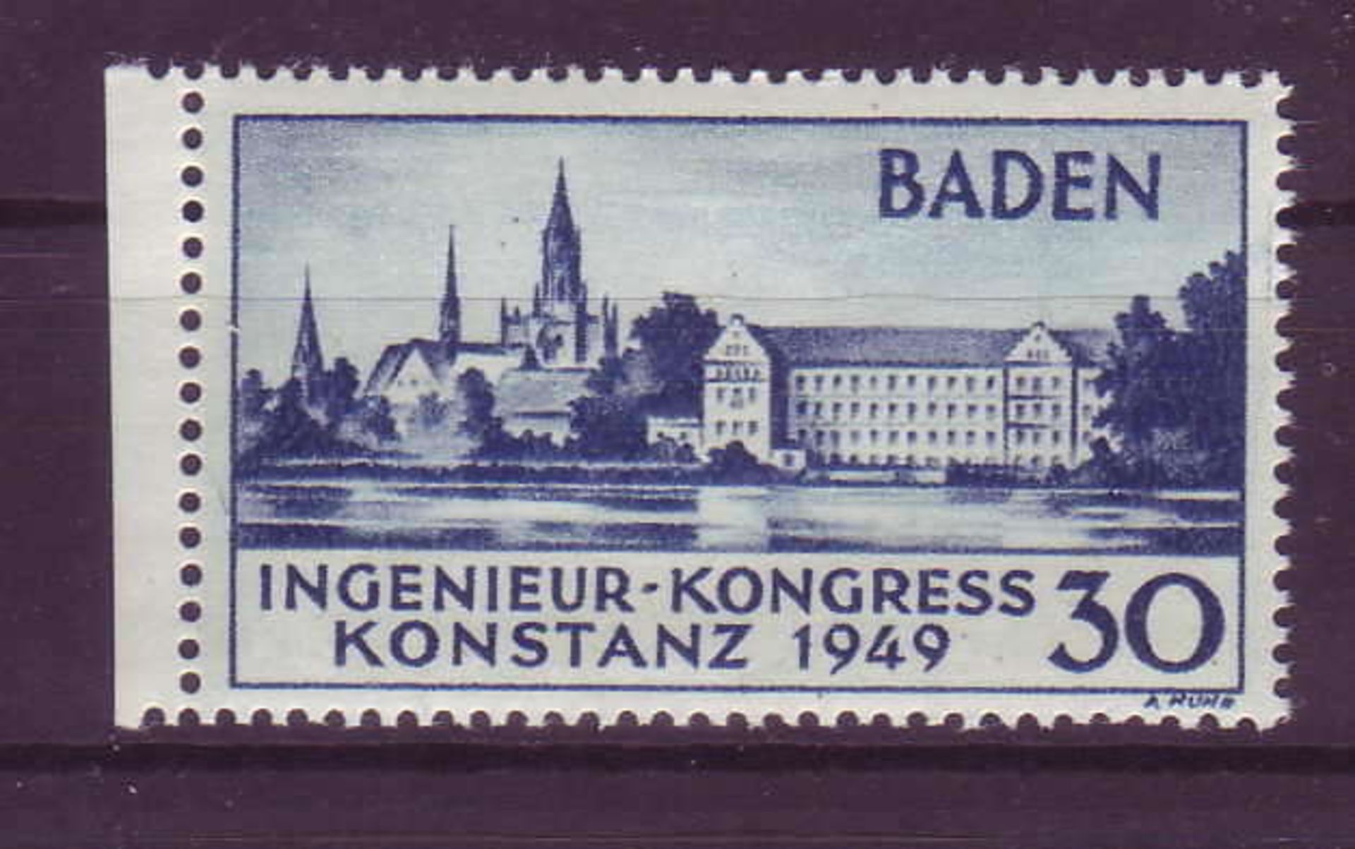 Alliierte Besetzung franz. Zone Baden 1949, Mi. - Nr. 46 I und 46 II. Nr. 46 II geprüft Schlegel. - Bild 2 aus 2