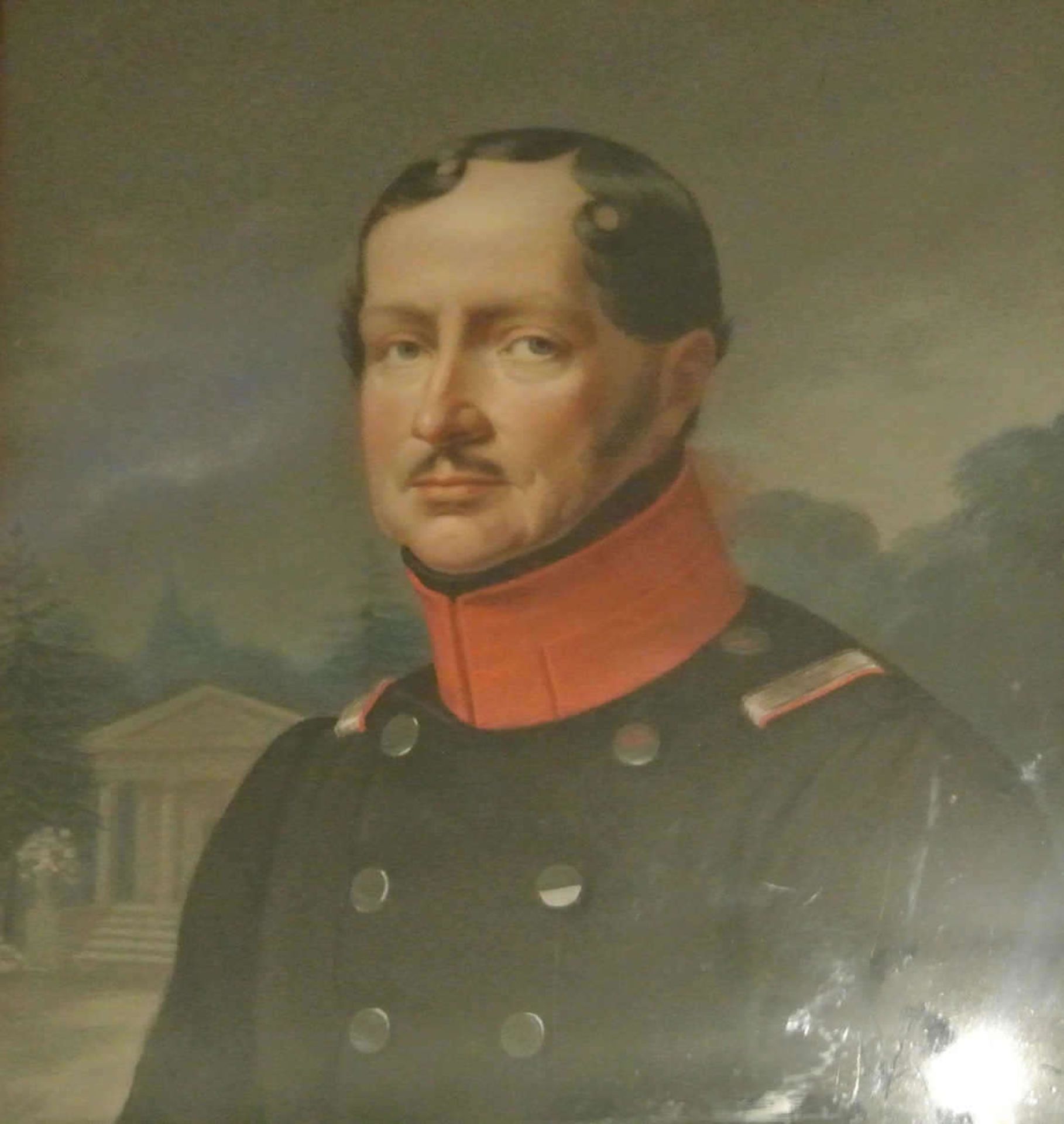 Angelika Kaufmann ? Gemälde auf Papier "Wilhelm III. von Preussen", am Rahmen bezeichnet Angelika - Bild 2 aus 2