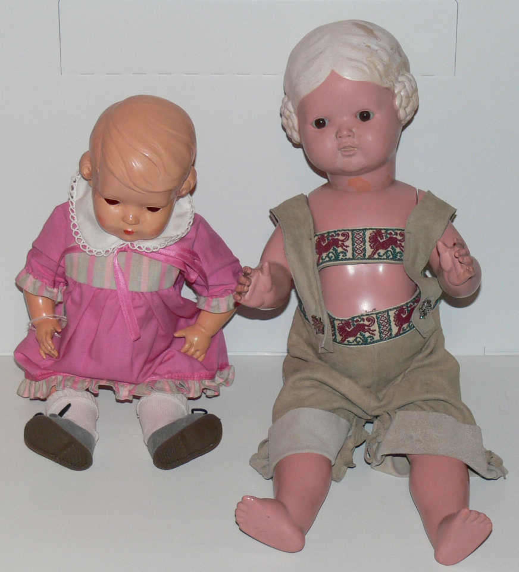 Lot Schildkröt - Puppen, bestehend aus Ursel 64, ein Bein defekt, alte Bärbel 45 mit Metallfeder,