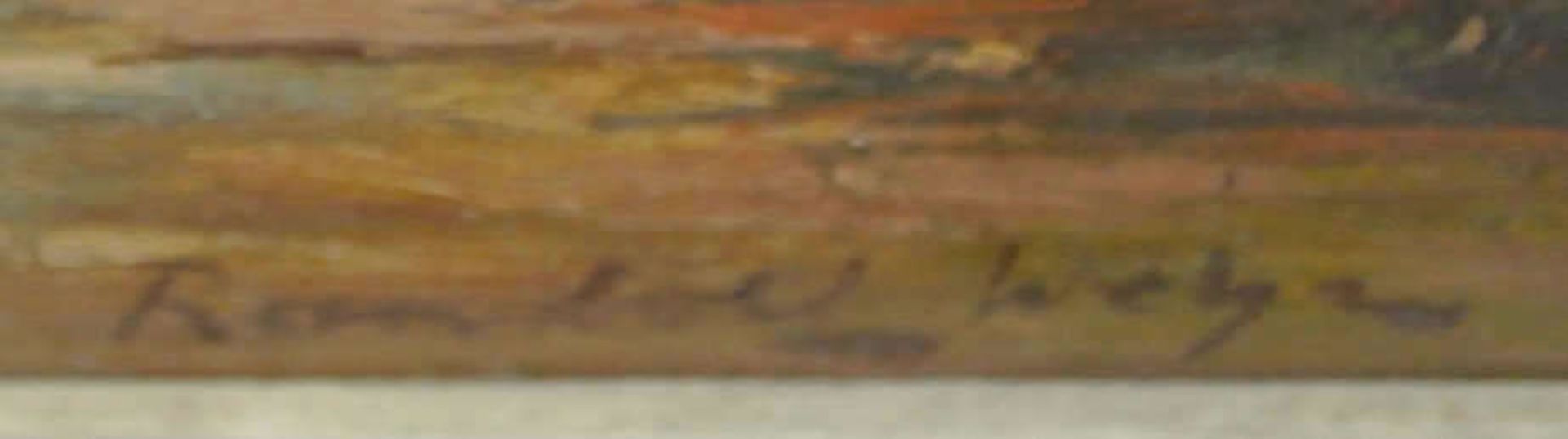 Reinhold Weher, Ölgemälde auf Leinwand, "altes Dörfchen im Herbst am Fluß", rechts unten signiert - Bild 3 aus 3