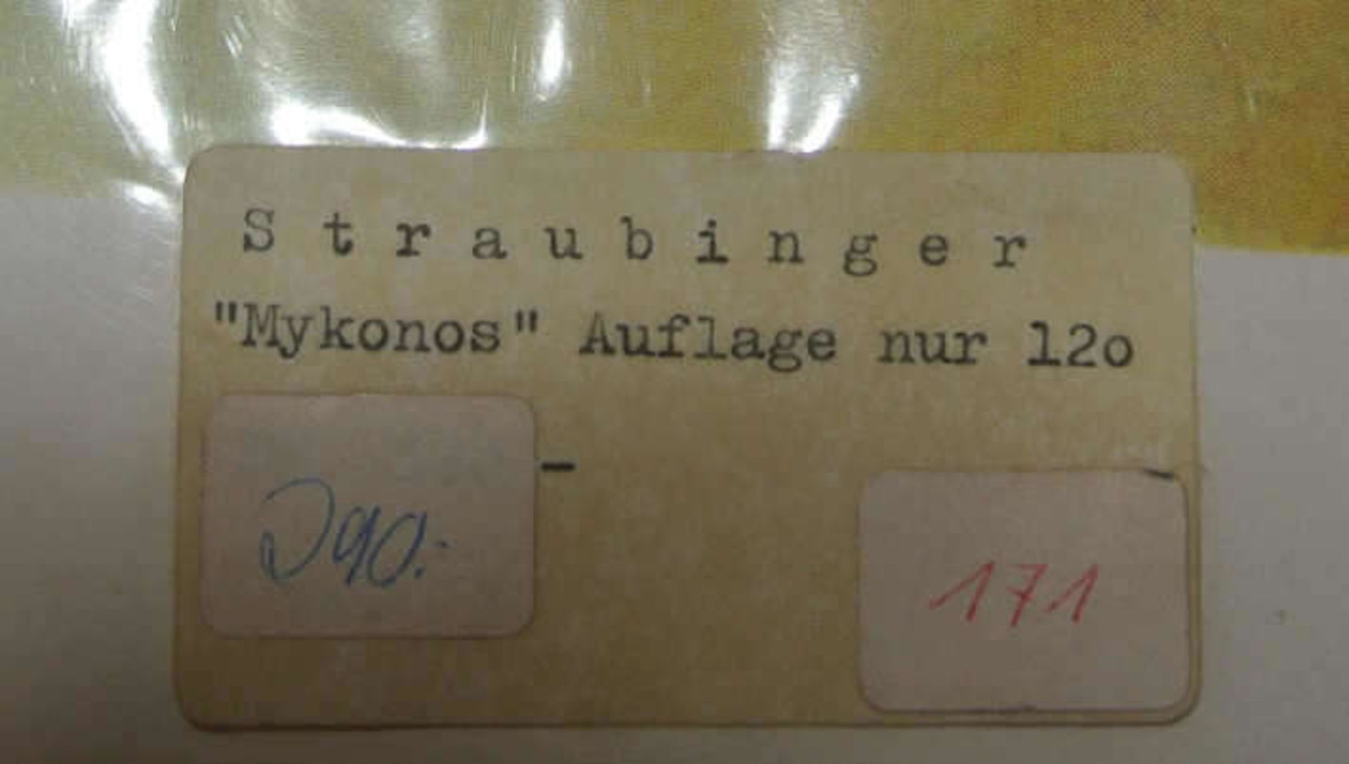 Klaus Straubinger, 1939, Lithographie "Mykonos", rechts unten Signatur Straubinger 76, Auflage 120 - Bild 2 aus 2