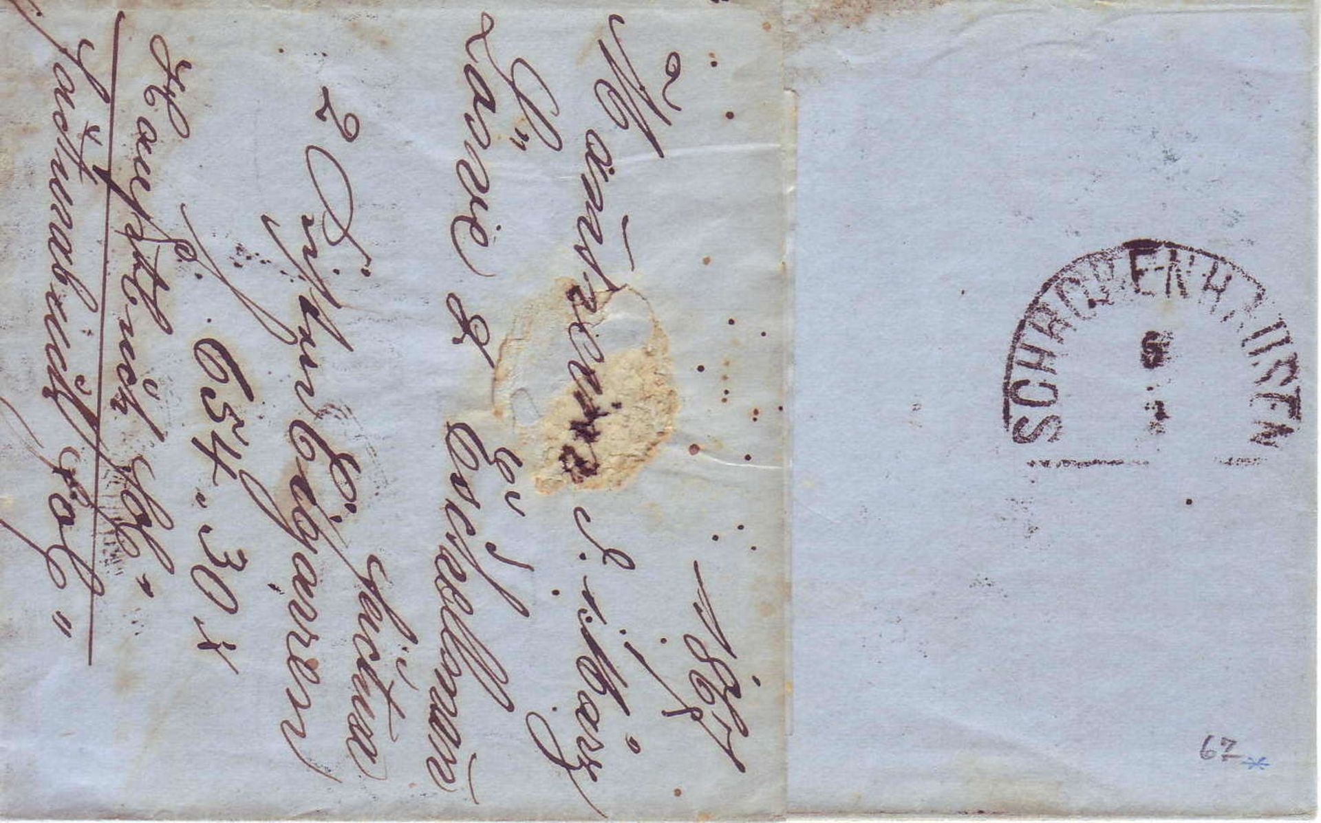 Altdeutschland Bayern 1867, Mi. - Nr. 9 c auf Brief nach Schrobenhausen. Halbkreis - - Bild 2 aus 3