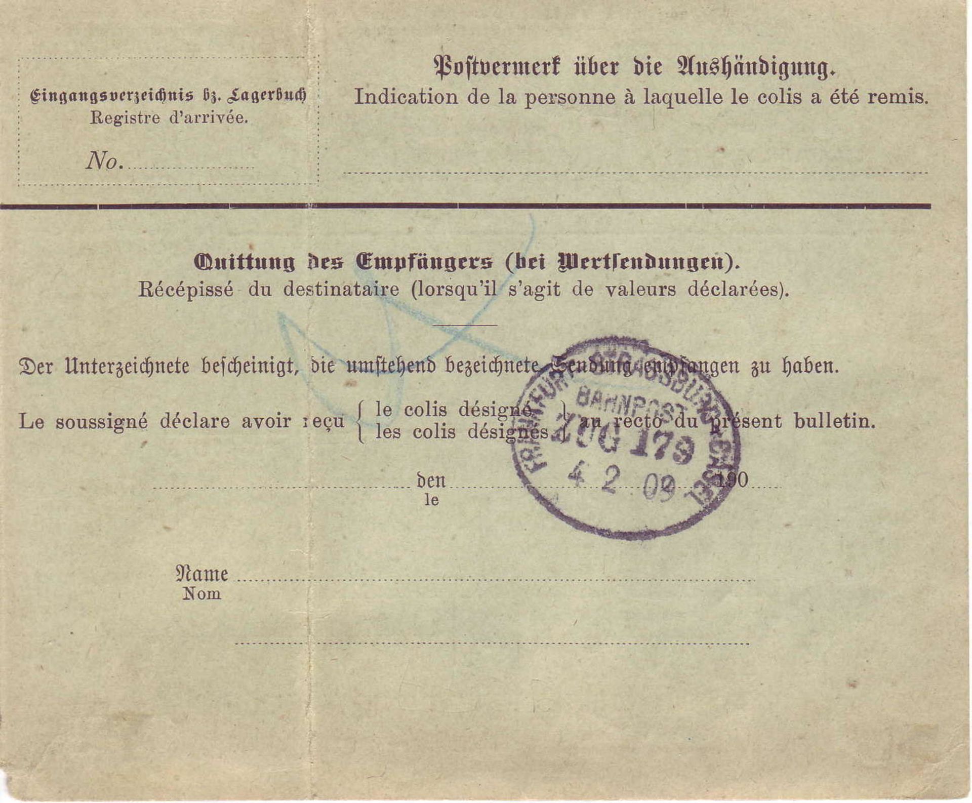 Bayern 1909, Mi.- Nr. 56y, 63y und 2 x 64y auf Paketkarte, gelaufen von Ludwigshafen nach Yokohama 4 - Bild 2 aus 2