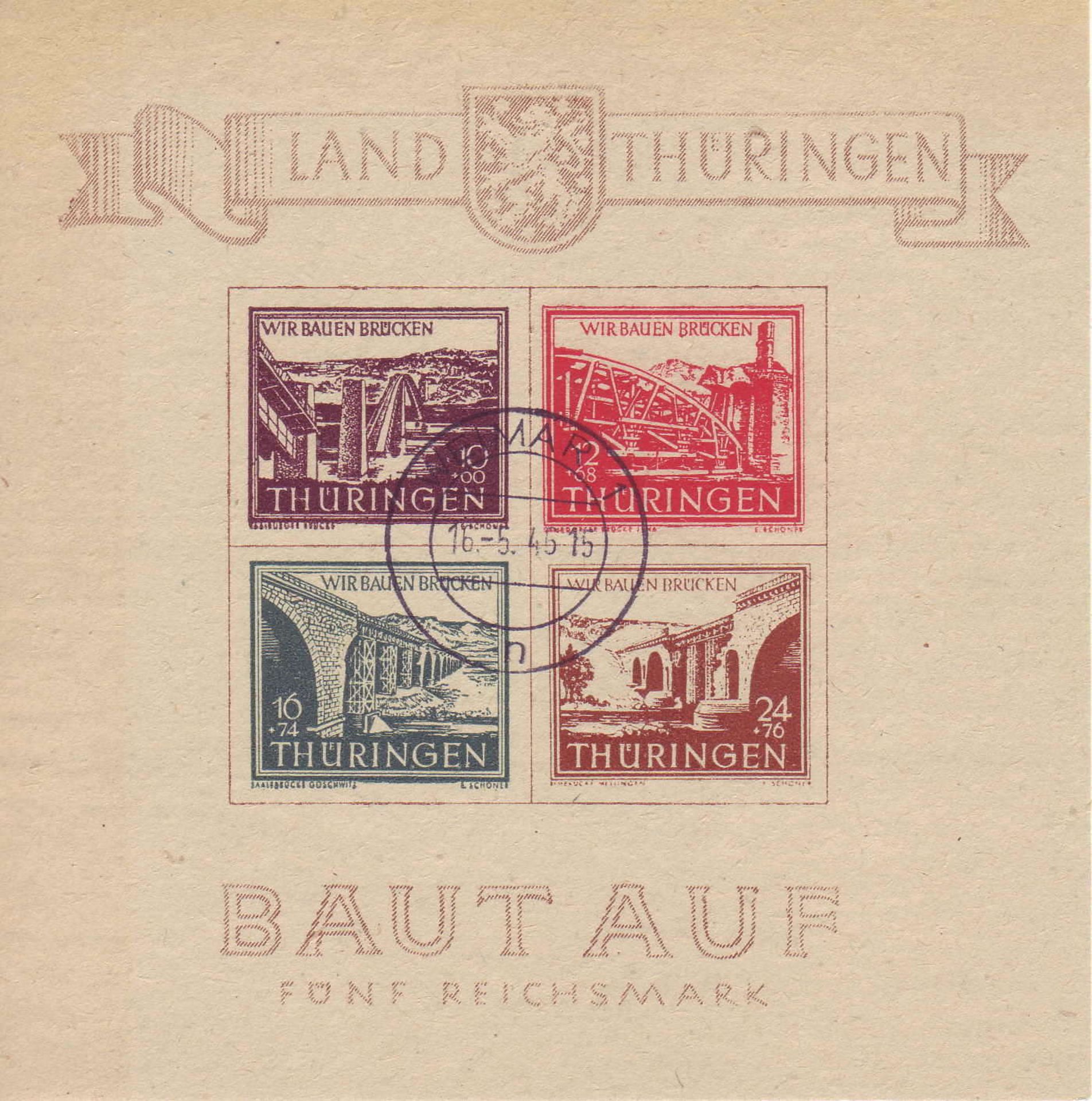 SBZ Thüringen 1945, Block 4, 2. Auflage. Gestempelt. SBZ Thuringia 1945, Block 4, 2nd edition.