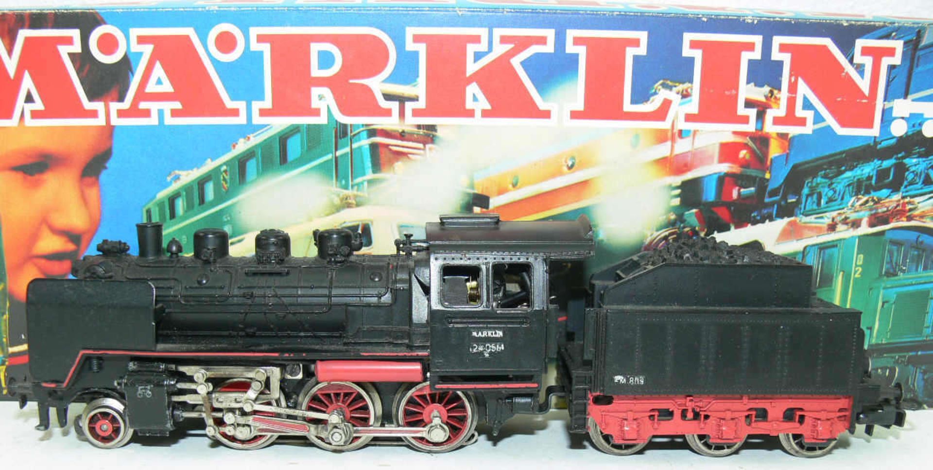 Märklin H0 3003, Dampflokomotive mit Schlepptender BR 24. BN 24 058. Mit Spielspuren. In OVP.