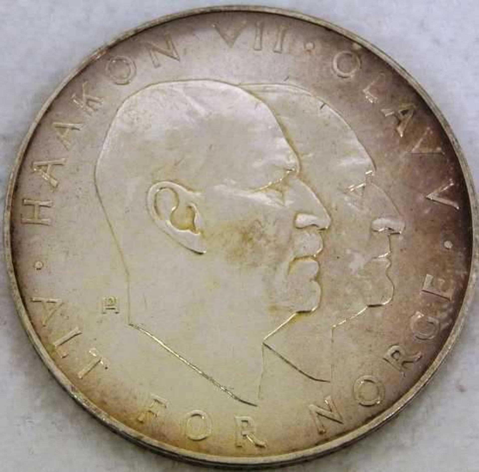 Norwegen, Silbermünze, 25 Kronen 1970, Hakkon und Olav - Bild 2 aus 2