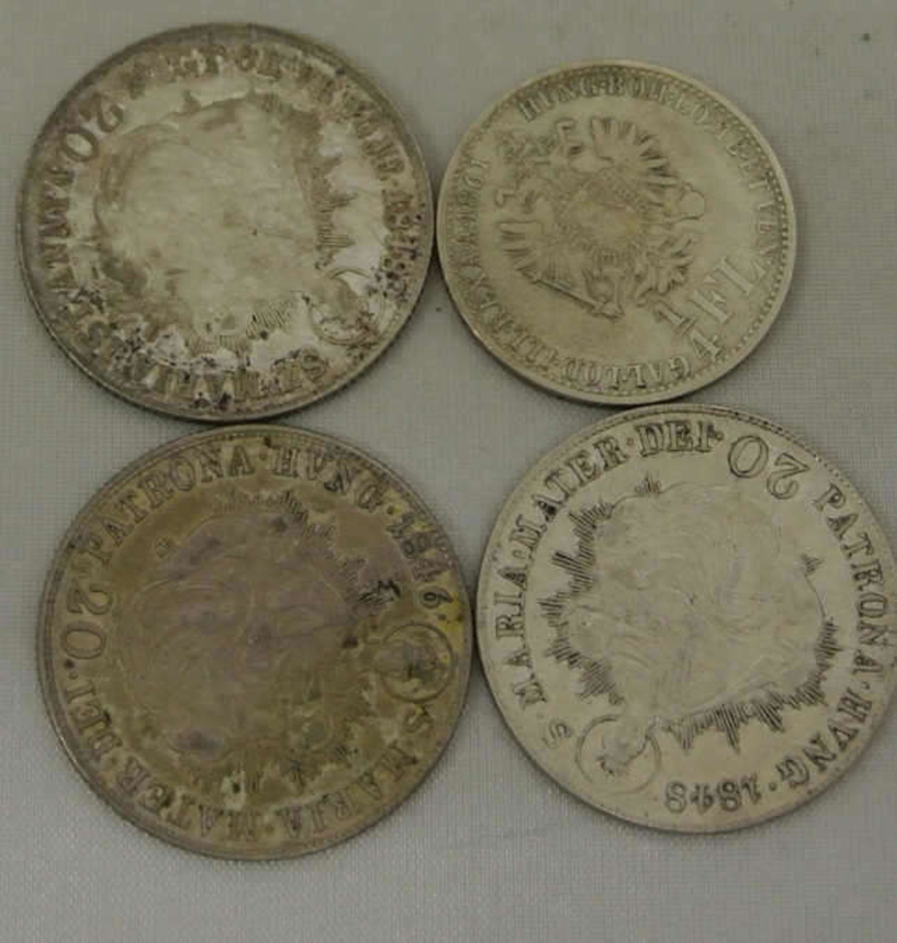 kleines Lot Österreich/Ungarn, Silber, 3x 20 Kreuzer Patrona Maria, Jahrgang 1x 1846, 2x 1848, - Bild 2 aus 2