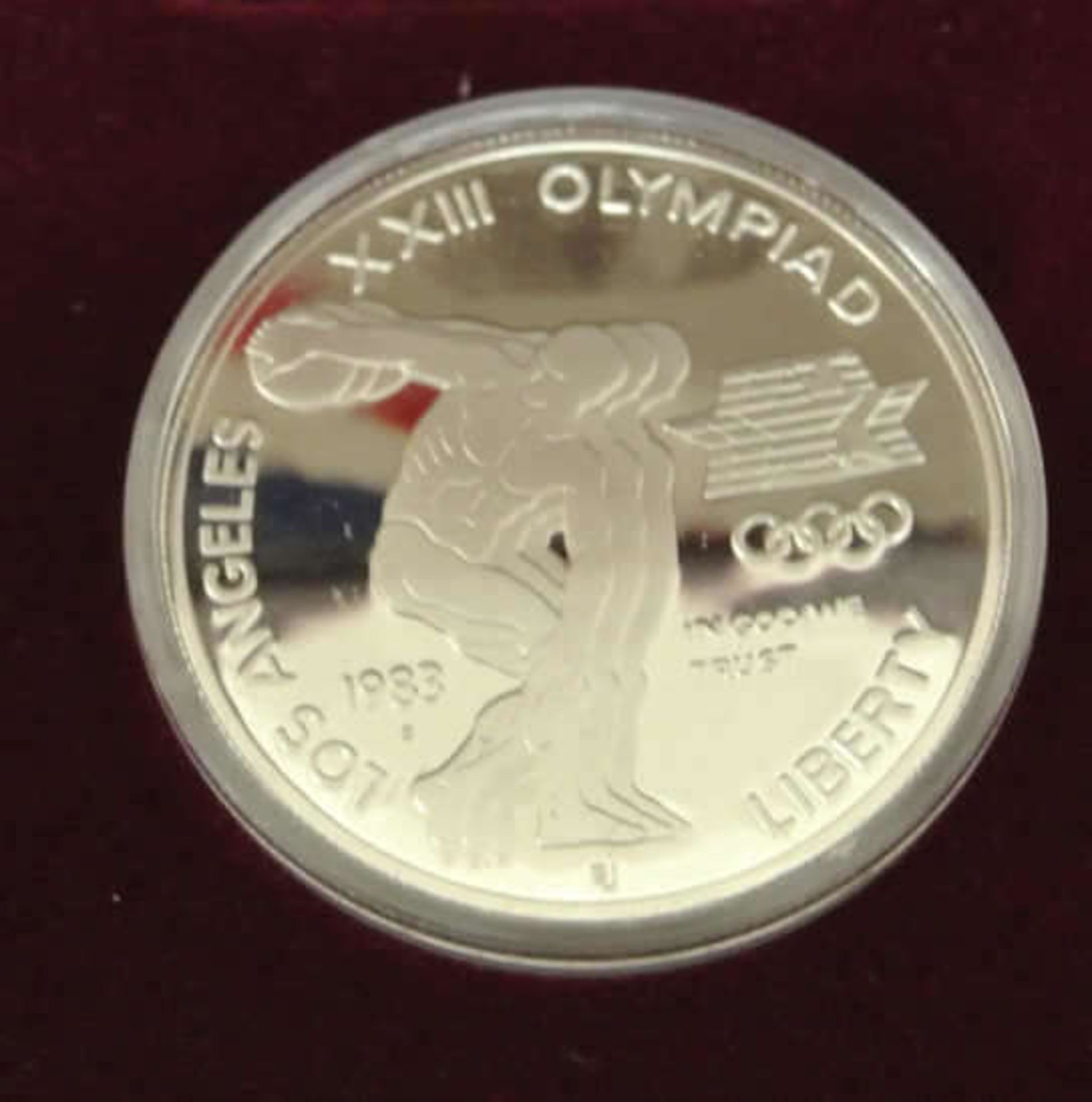1 USA Silber Dollar 1983 - Los Angeles Olympics, Proof Set im OKT