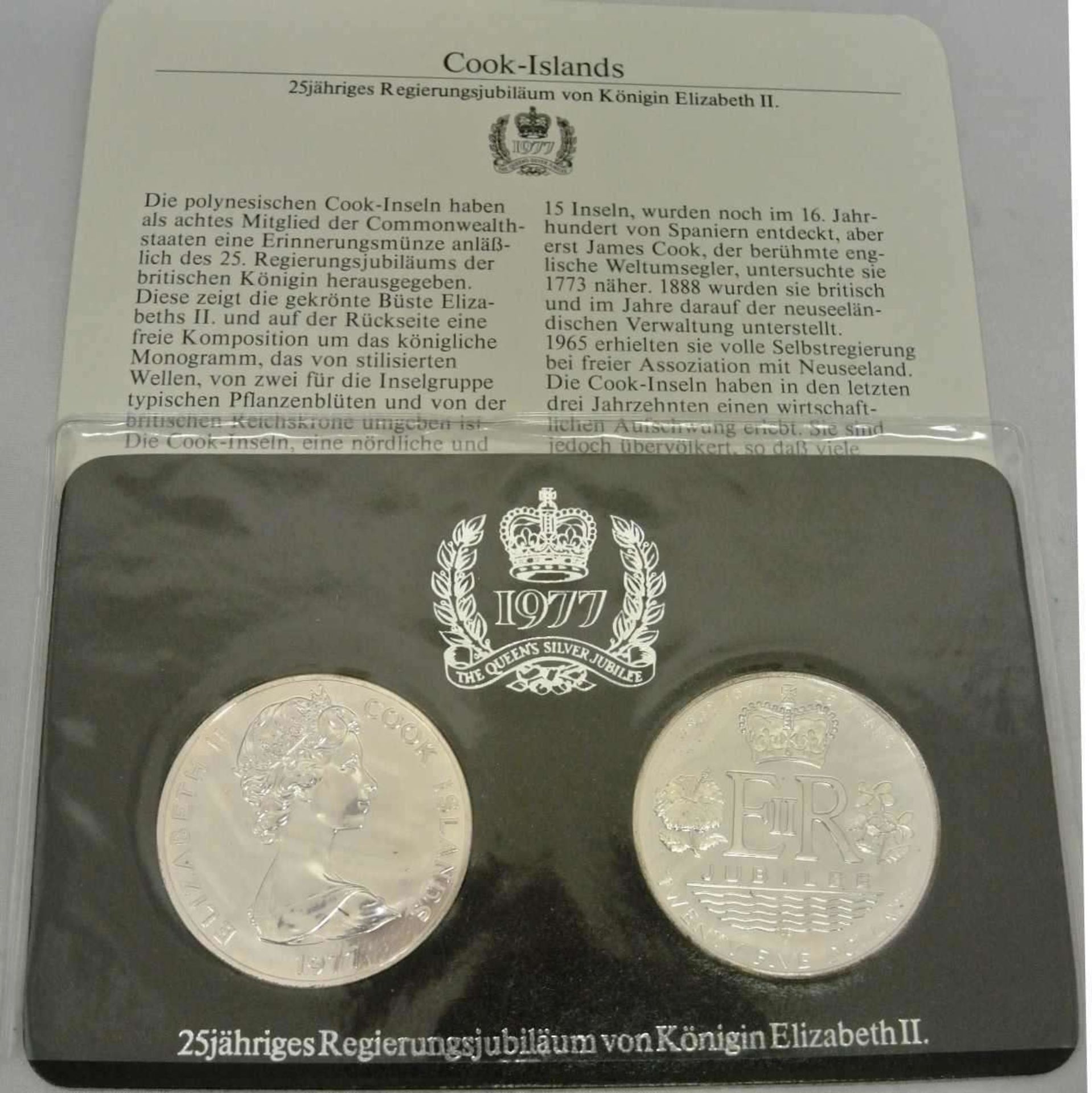 Cook Islands 1977, 25jähriges Regierungsjubiläum von Königin Elisabeth II., 2x25 Dollar, Silber,