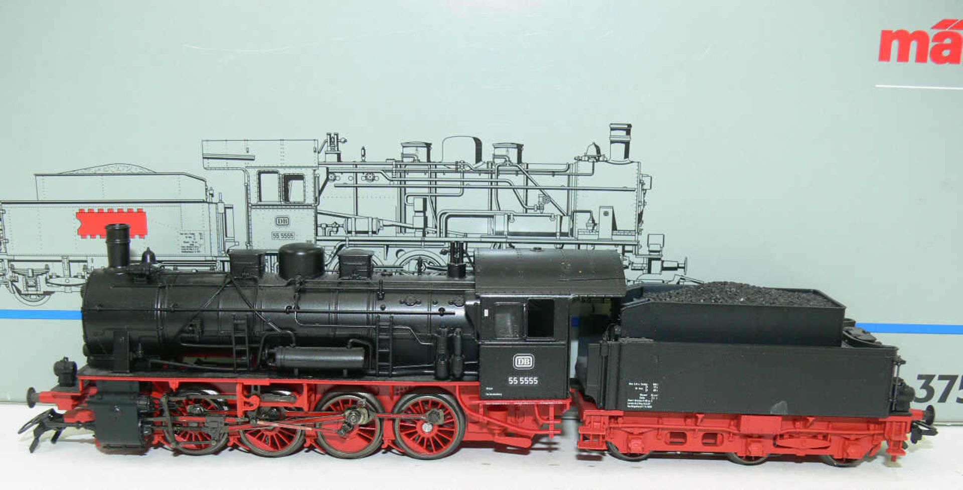 Märklin 37550, Dampflokomotive mit Schlepptender BR 55 der DB. BN 55 5555. Digital. Sehr guter