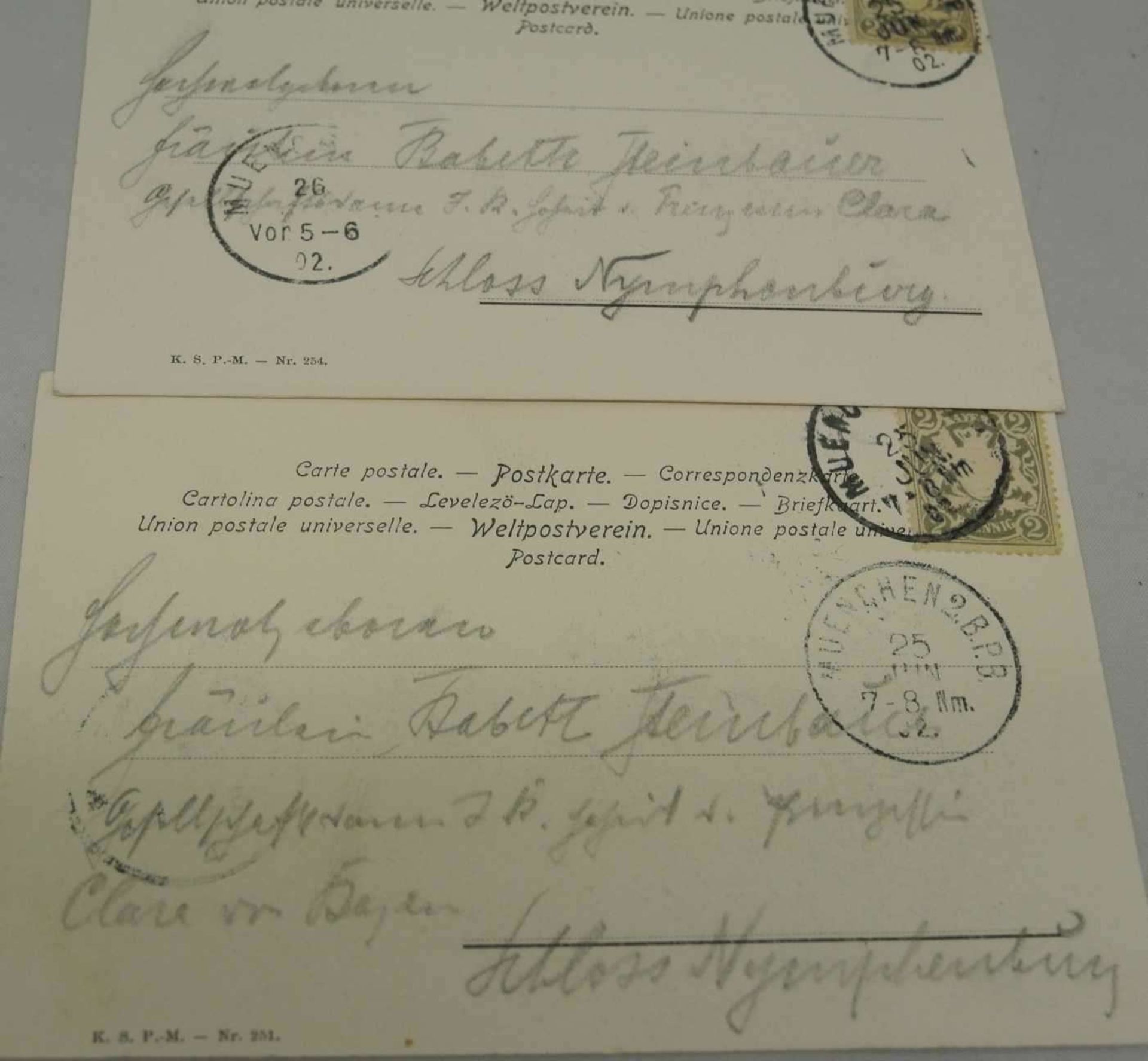 2 alte Postkarten von München mit ausgefallenen Darstellungen. 1902 gelaufen. - Bild 2 aus 2