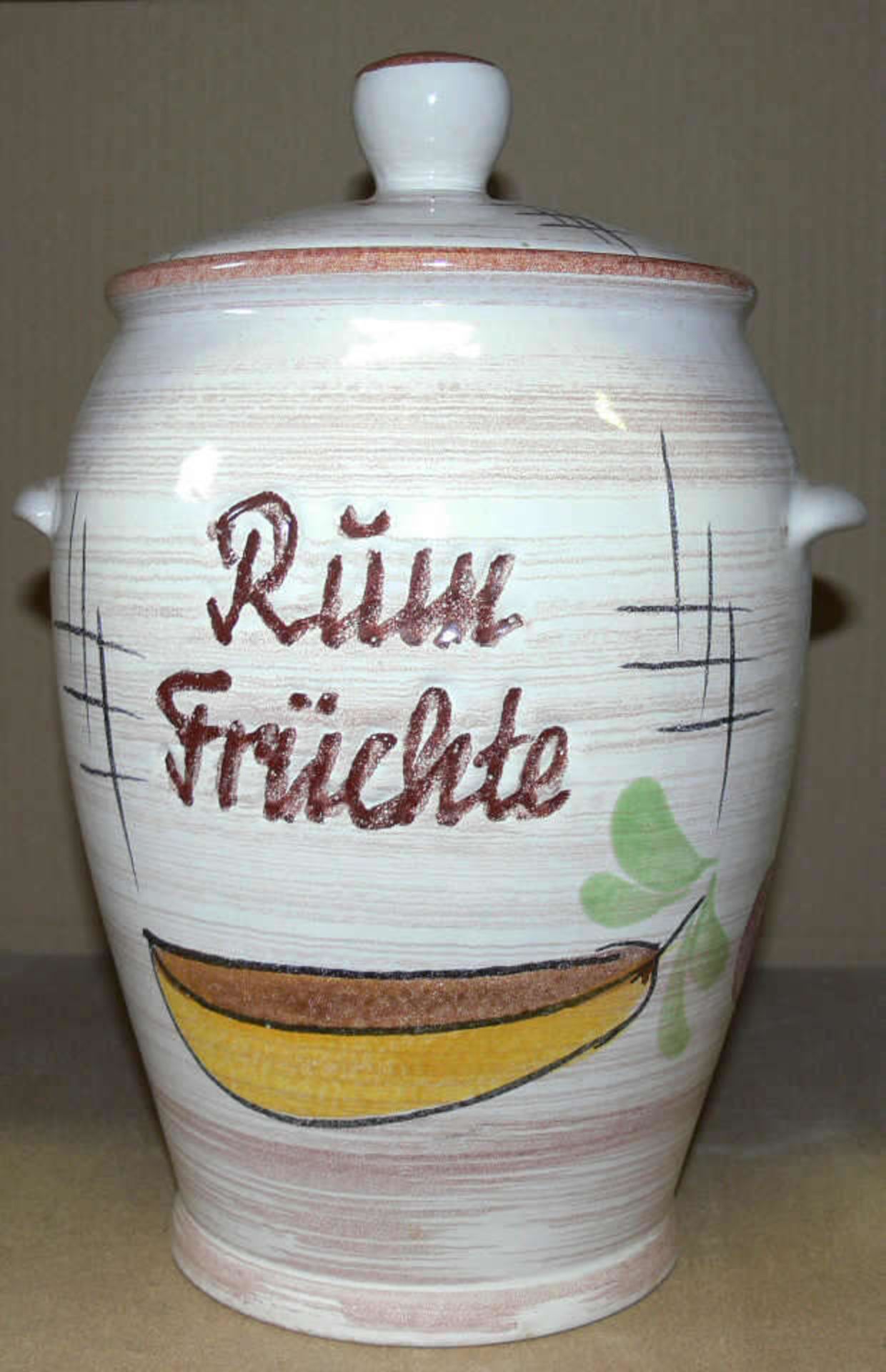 Keramik - Bowle - Terrine, drei - füßig. Mit Deckel. H: ca. 32 cm, Durchmesser: ca. 26 cm. Dazu - Bild 2 aus 2