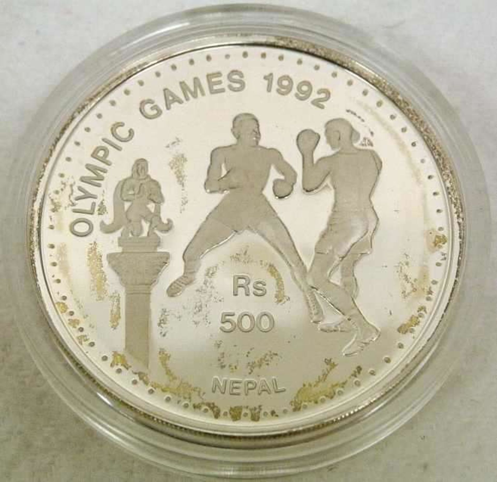 Nepal, Silbermünze 1992, 500 Ruppes, Olympiade, Auflage nur 40.000