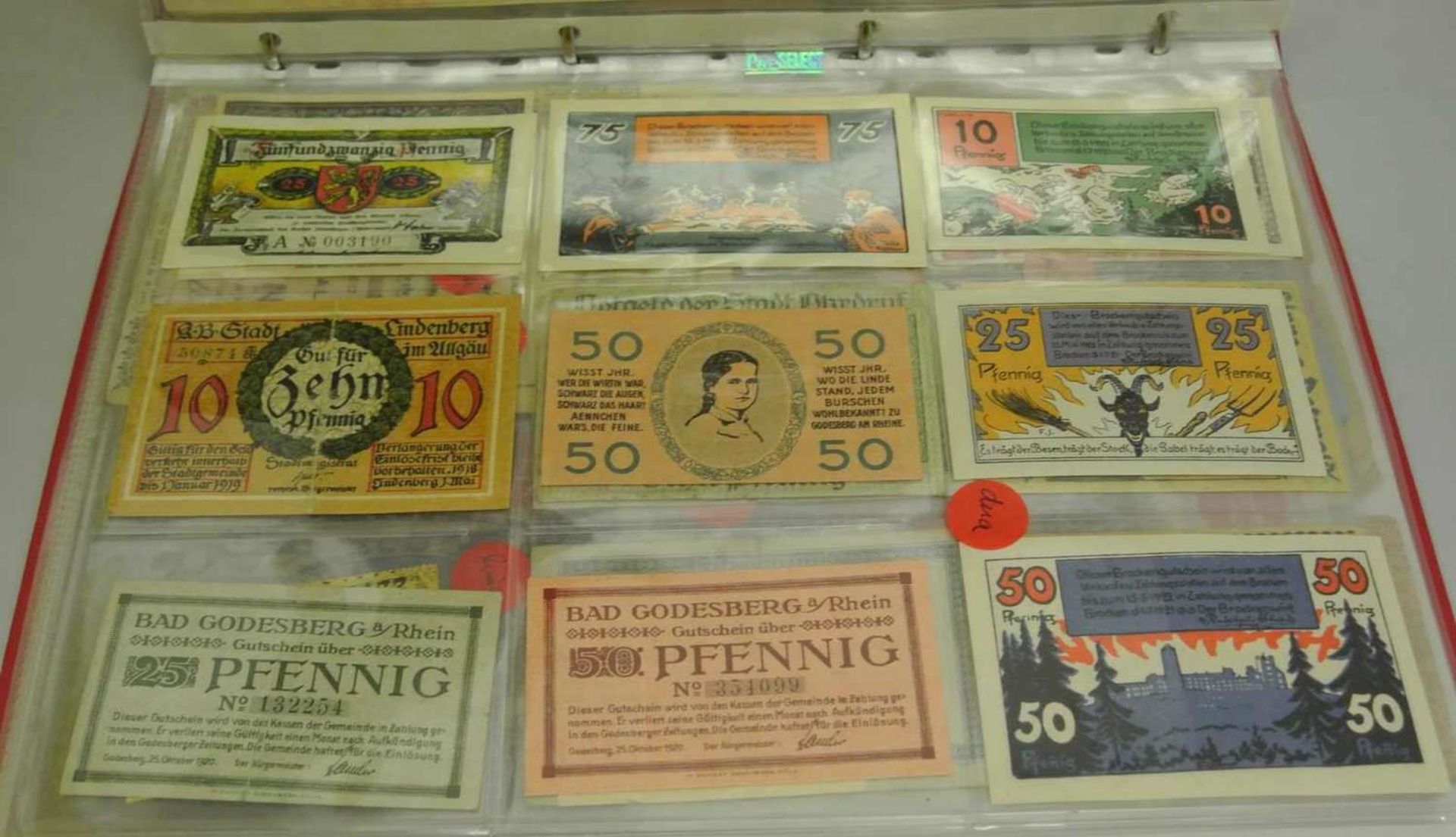 1 Ordner mit 12 Seiten gefüllt mit Geldscheinen, dabei Darlehenskassenscheine, 3 Banknoten BRD - Bild 2 aus 3