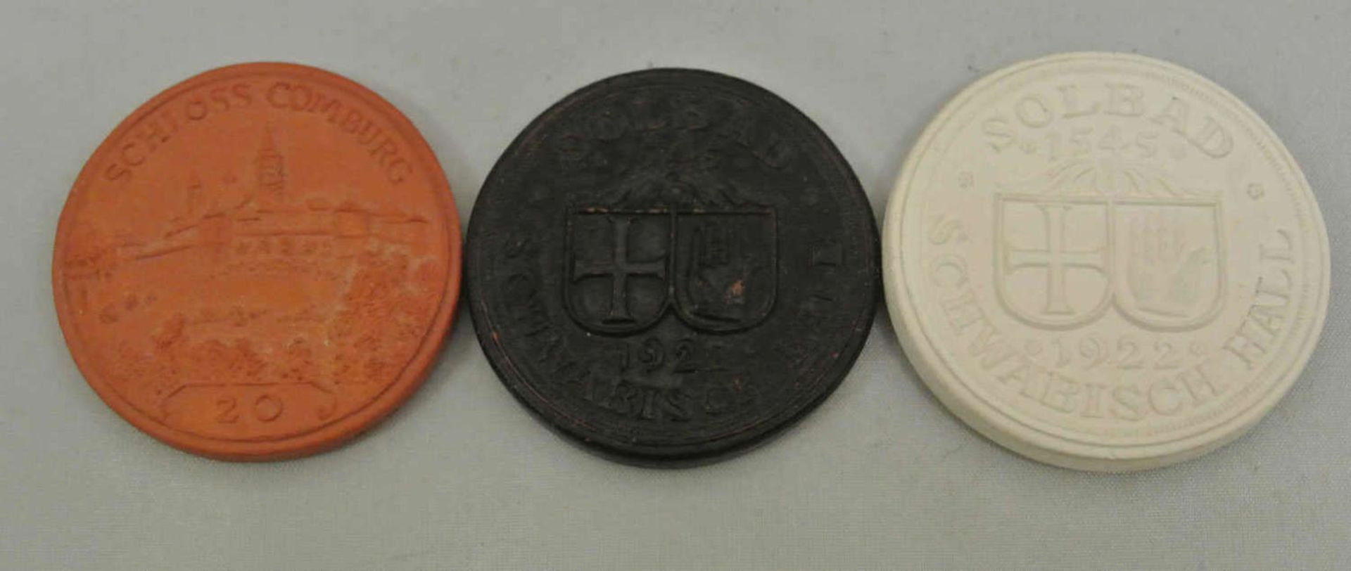 3 Porzellanmedaillen (2. Serie) 1922, Schwäbisch Hall, Hällische Historische Stücke 1922 im Original - Bild 3 aus 3