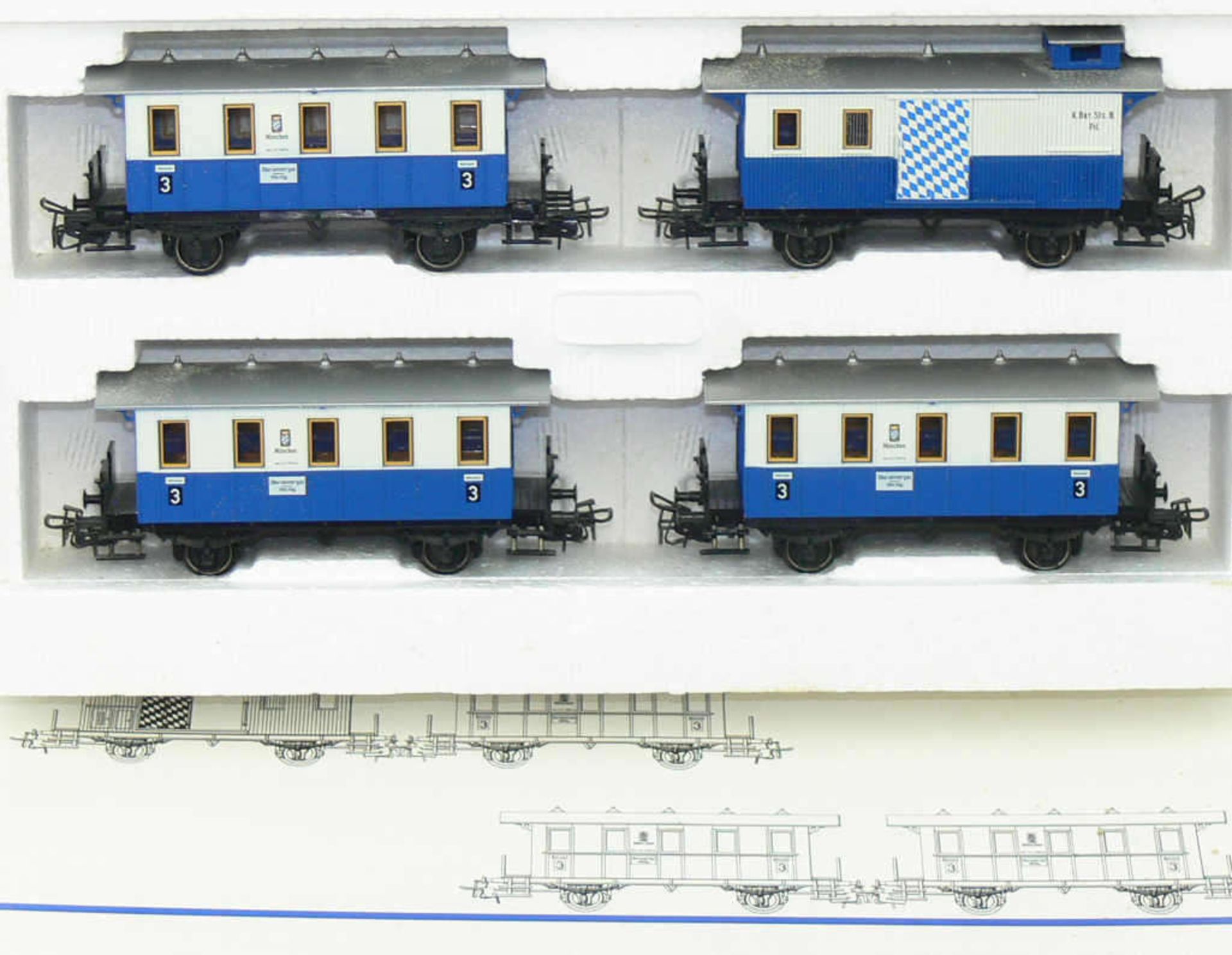 Märklin 40351, Personenwagen - Set "Bayerischer Personenzug". Neuwertig in OVP.