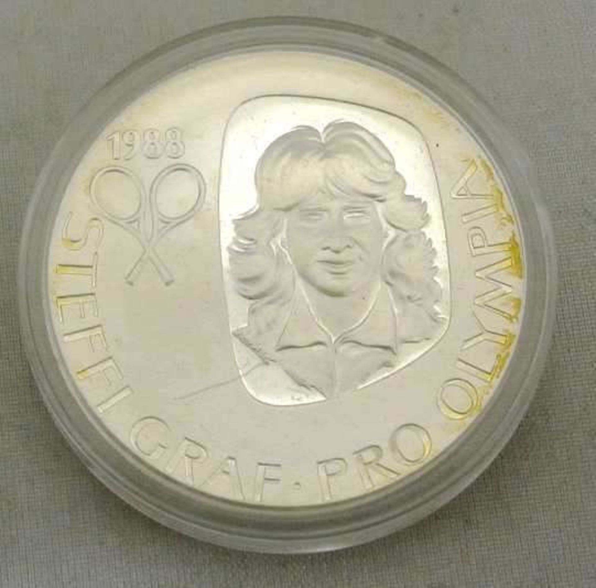 Silber Medaille - 1000er - Steffi Graf Pro Olympia Seoul Tennis 1988, im Original Schatulle - Bild 4 aus 4