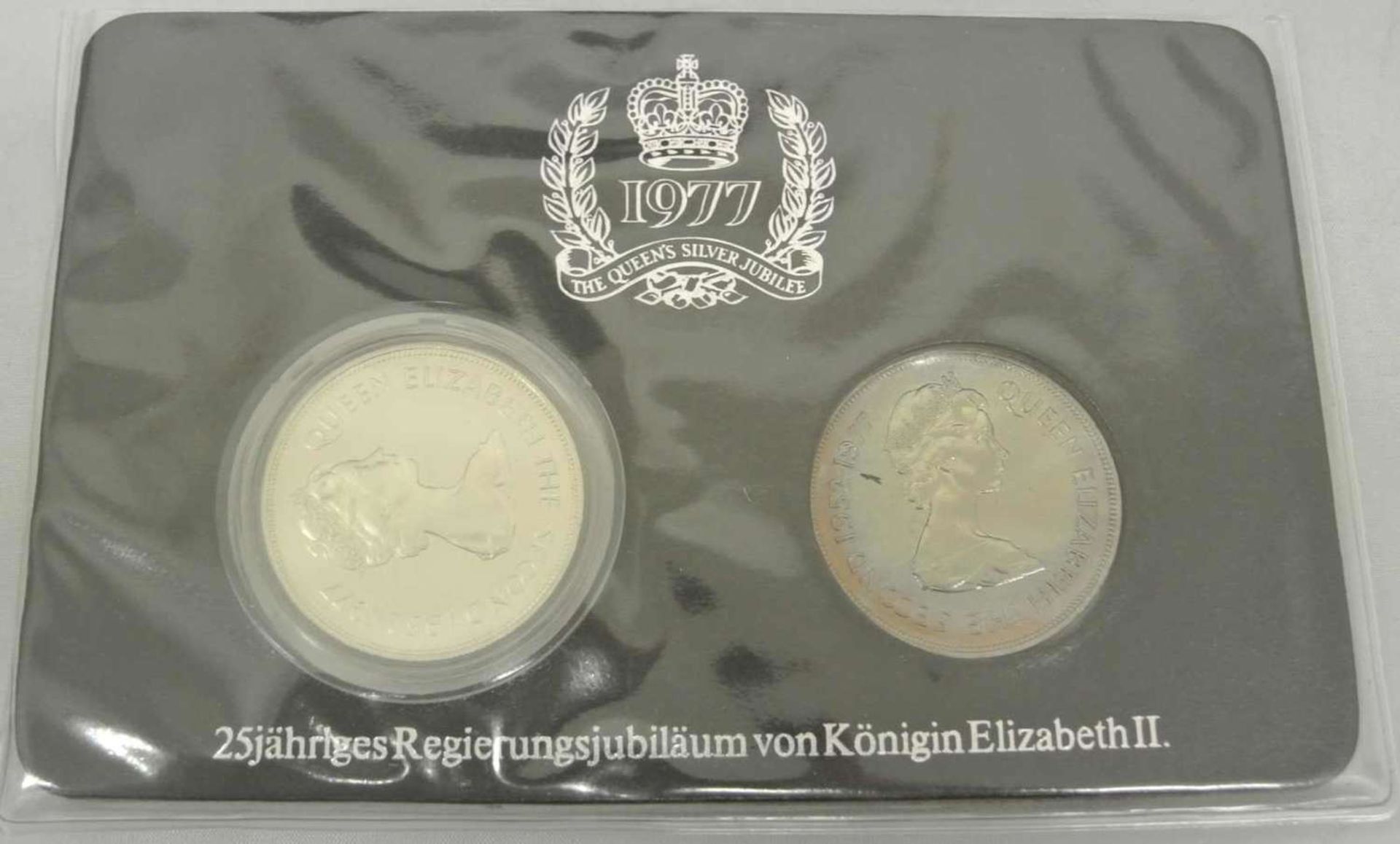 Jersey, "25jähriges Regierungsjubiläum von Königin Elisabeth II.", 1977, 2x 25 Pence, dabei 1x 25