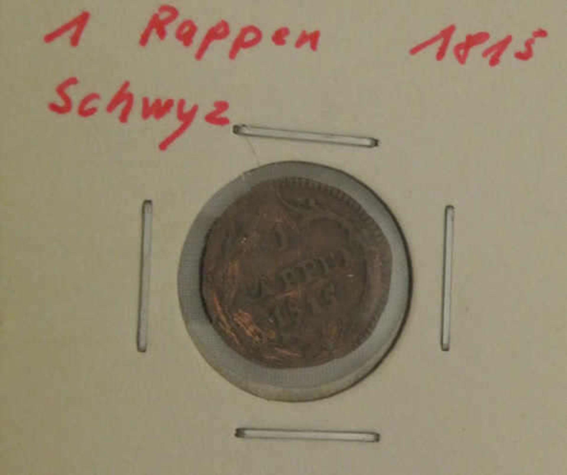 Kantonsmünze Schwyz, 1 Rappen 1815 Erhaltung: sehr schön - Bild 2 aus 2