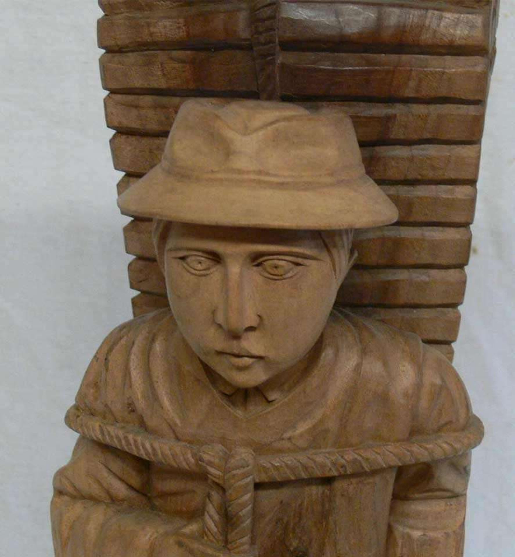 Holz-Figur "chinesischer Bauer bei Reisernte", detaillierte Figur, Höhe ca. 44 cm, Breite ca. 16 - Bild 2 aus 3