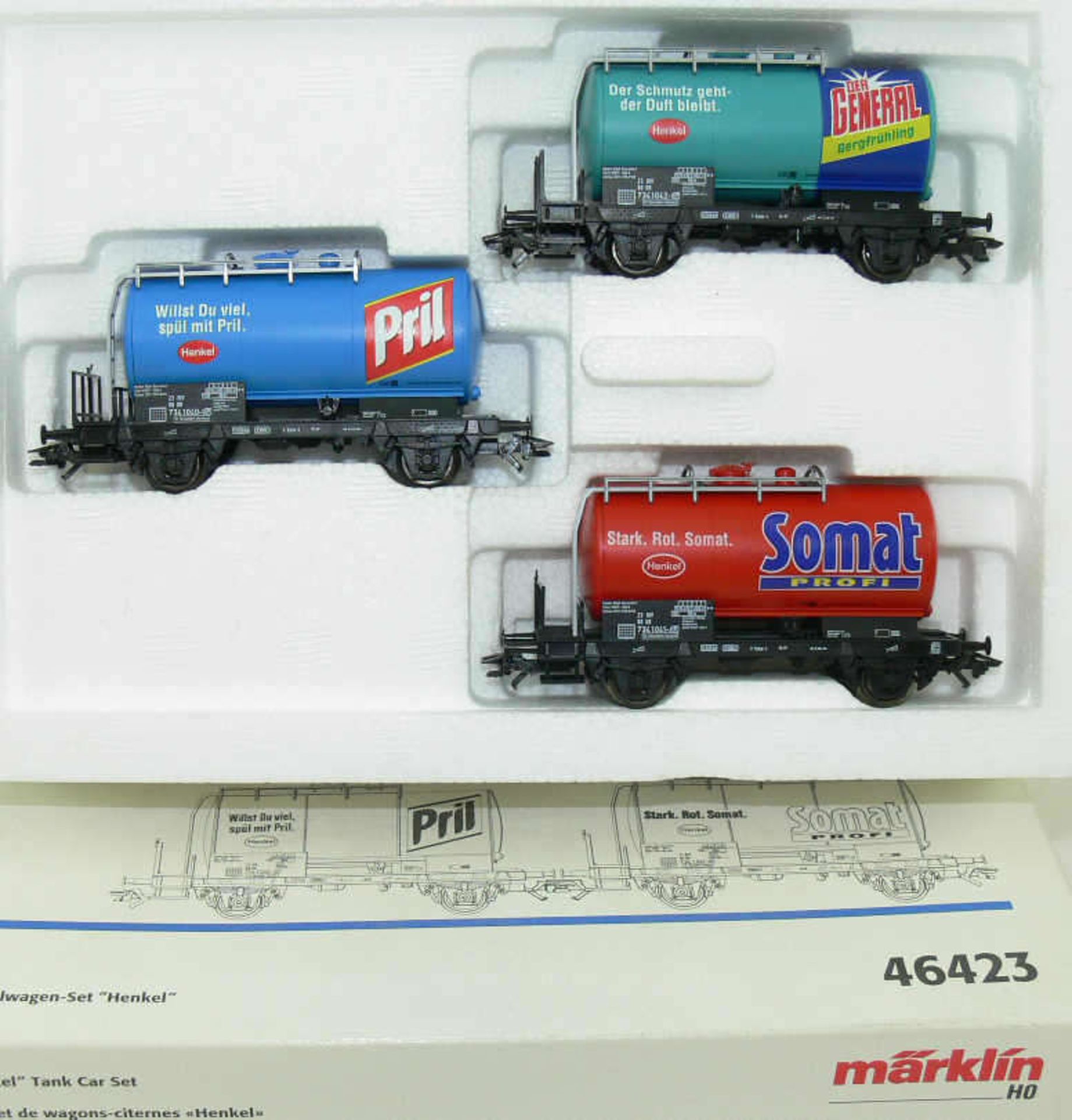 Märklin 46423, Kesselwagen - Set "Henkel". Sehr guter Zustand in OVP.