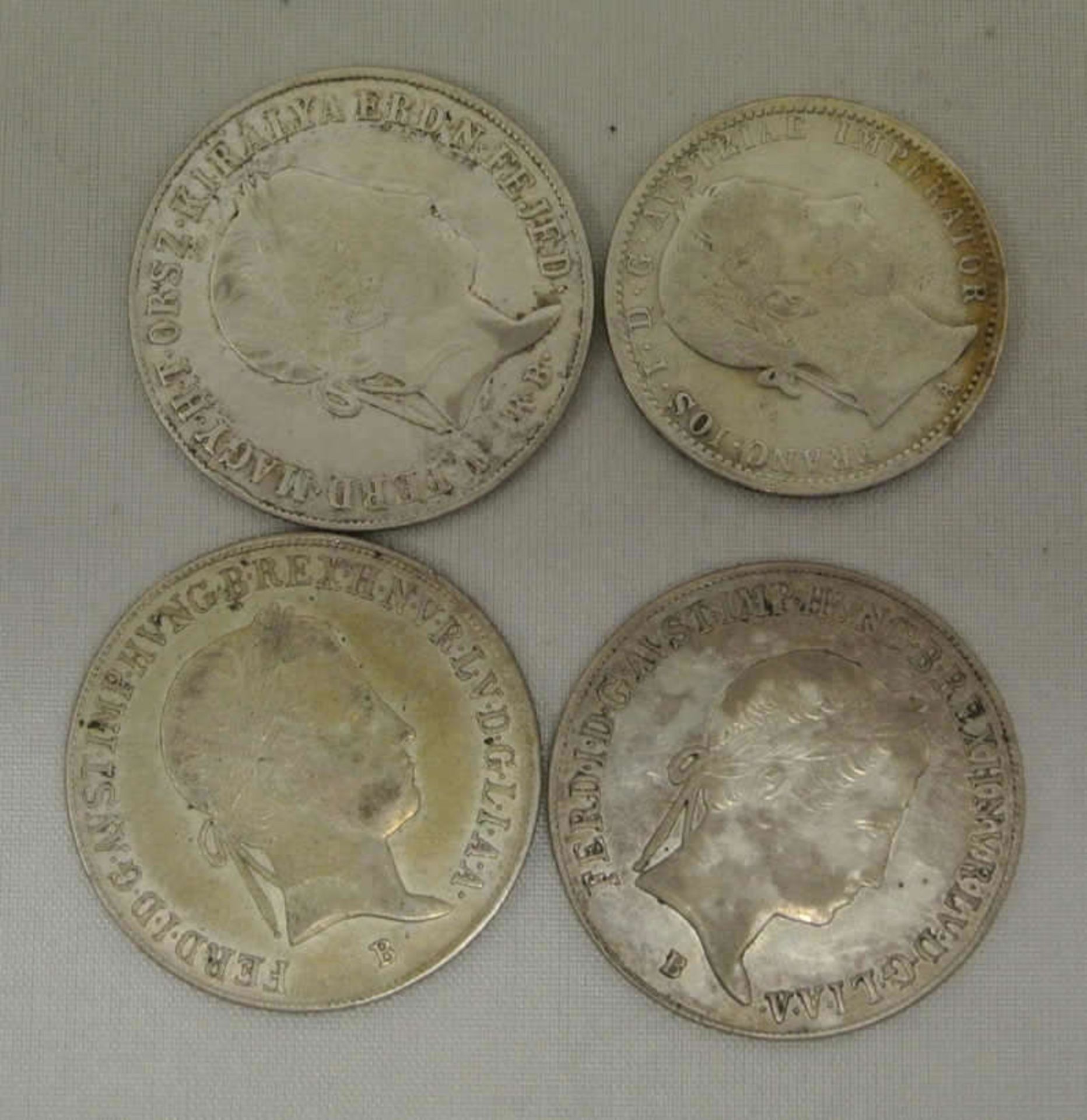 kleines Lot Österreich/Ungarn, Silber, 3x 20 Kreuzer Patrona Maria, Jahrgang 1x 1846, 2x 1848,