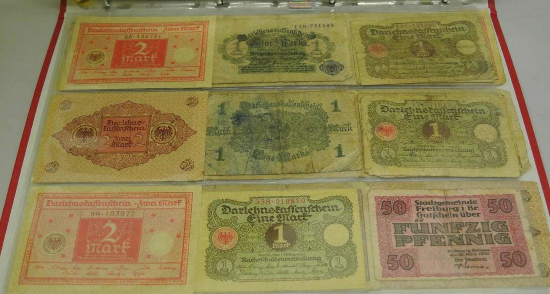 1 Ordner mit 12 Seiten gefüllt mit Geldscheinen, dabei Darlehenskassenscheine, 3 Banknoten BRD - Bild 3 aus 3