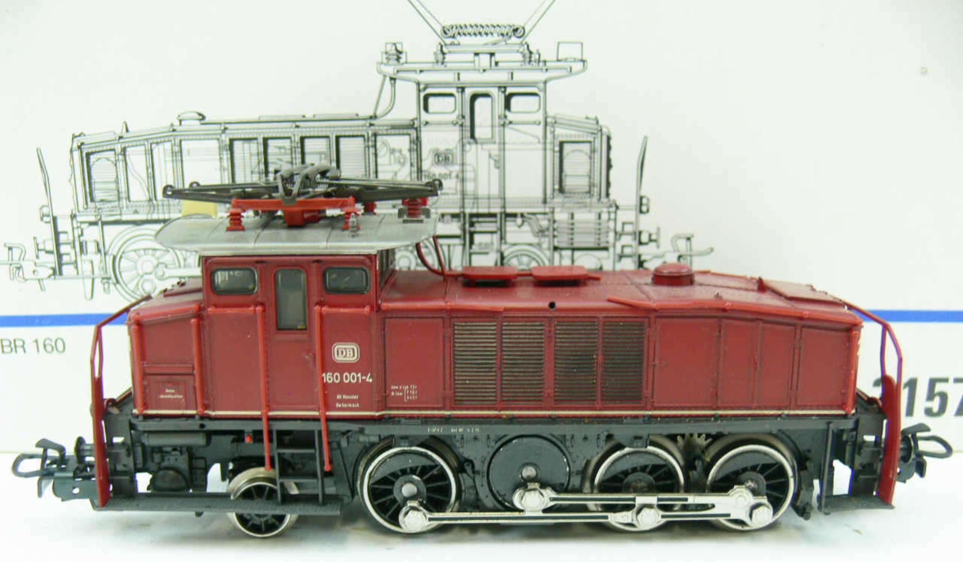 Märklin 3157, E - Lokomotive BR 160 der DB. BN 160 001-4. Guss. Mit leichten Laufspuren. In OVP.
