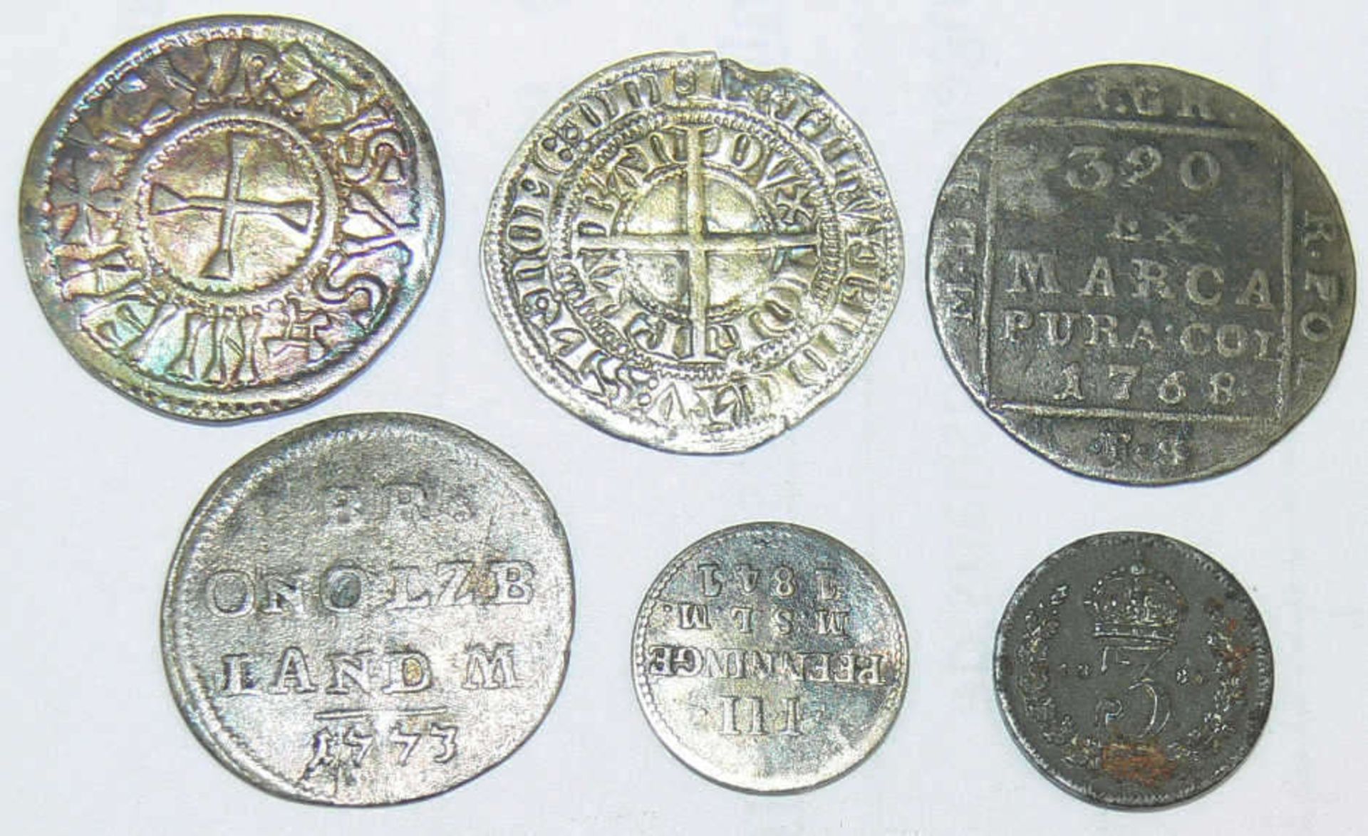 Lot alte Münzen, bestehend aus: 1. Polen 1768, Silbergroschen, Stanislaus-August, 1764 - 95, ss. - Bild 2 aus 2