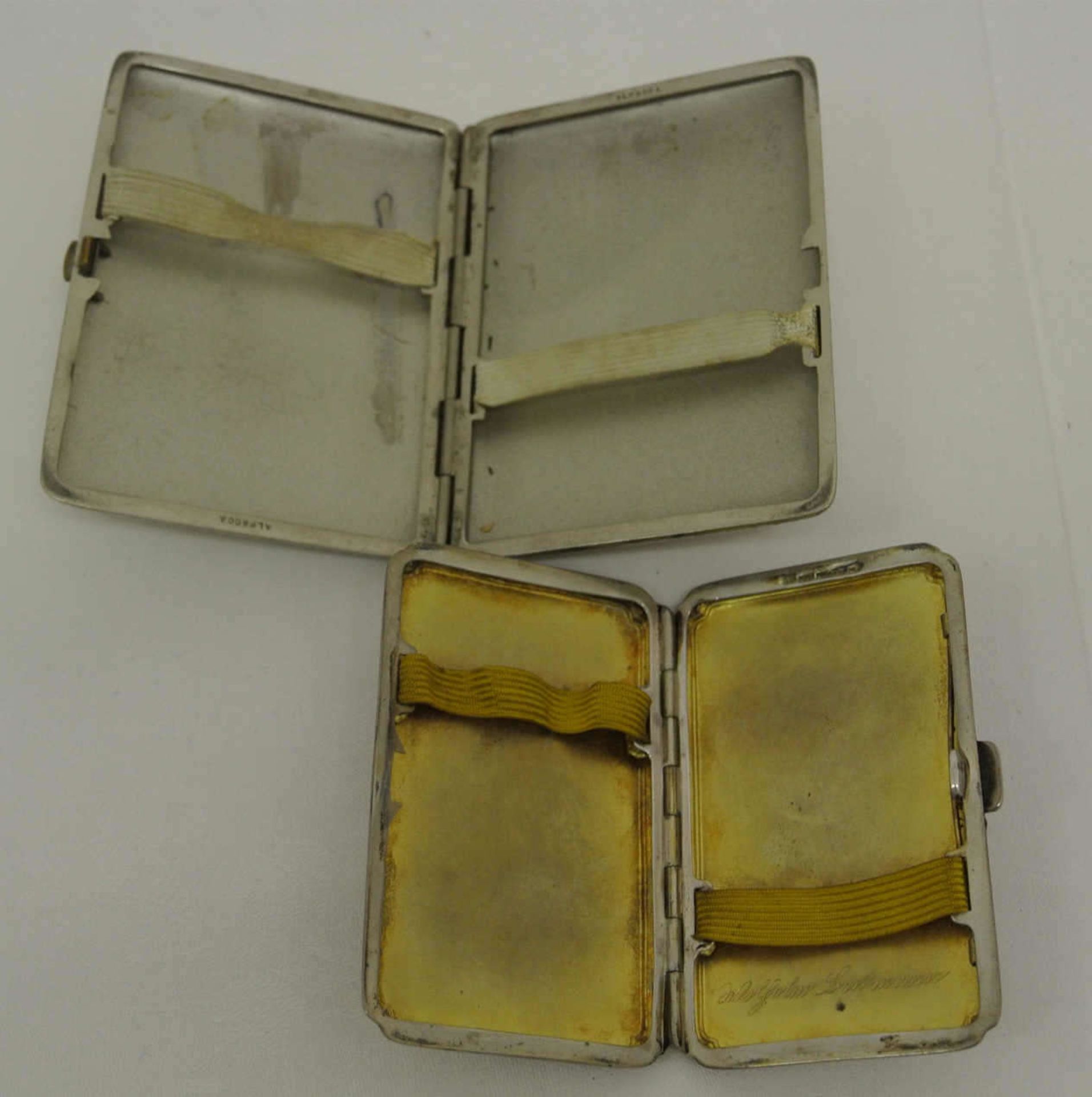 2 schöne Silberdosen für Zigaretten, bestehend aus 1x 800er Silber, Gewicht ca. 44 gr., sowie 1 Dose - Bild 2 aus 2