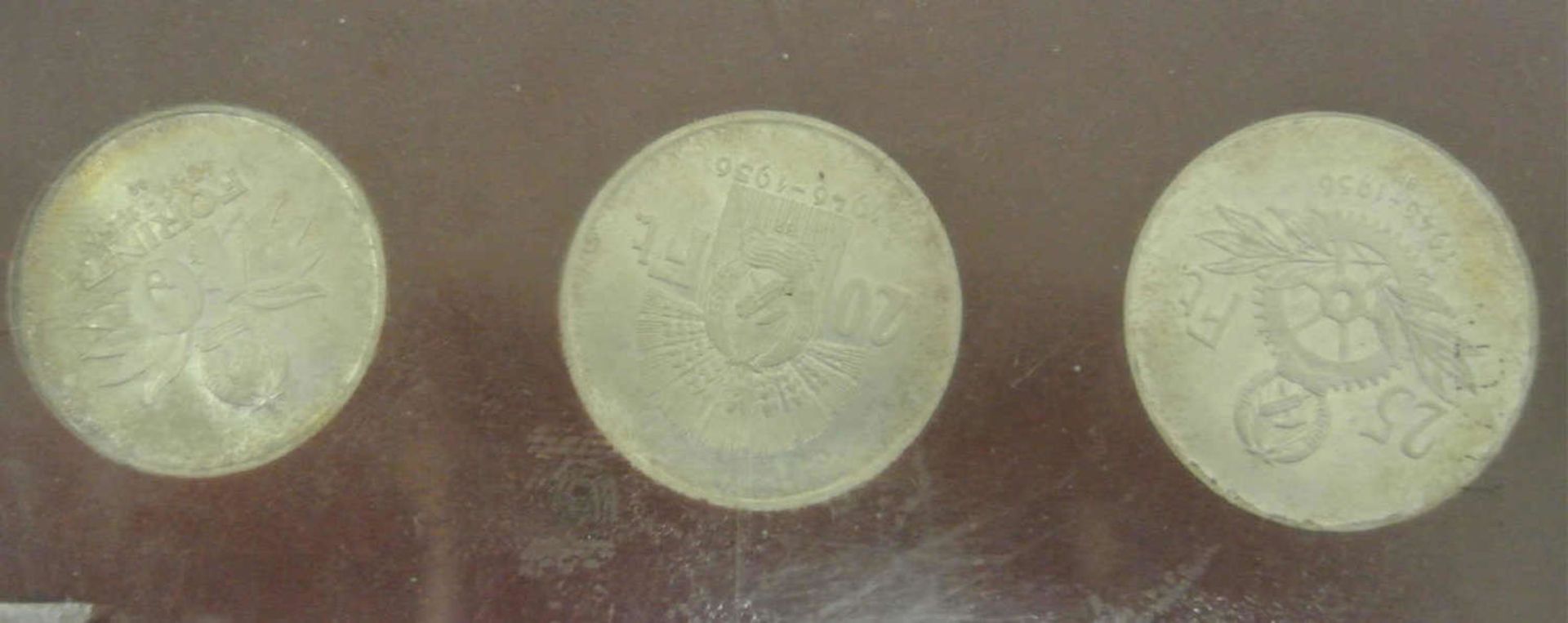 Ungarn, seltener Kursmünzsatz in Silber, 1956. 25/20 und 10 Forint.