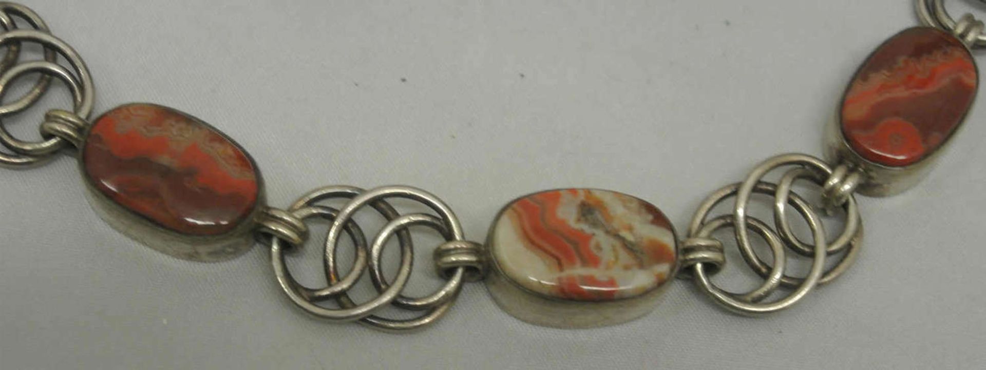 2 Armbänder, Silber, besetzt mit Halbedelsteinen. 1x 835er Silber mit Rosenquarz, Länge ca. 26 cm, - Bild 2 aus 3