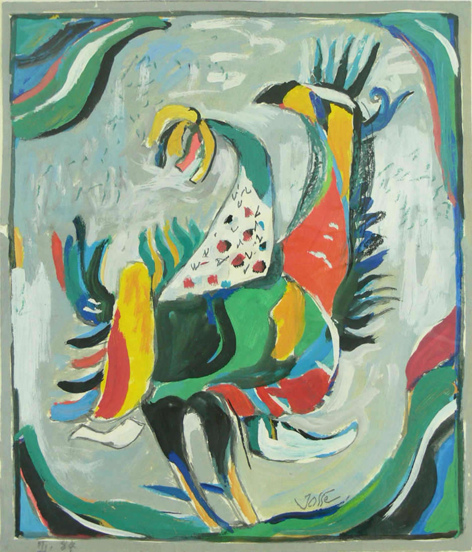 Friedrich Josse (1897-1994) Wolfstein/Pfalz, abstrakte Kunst.Aquarell "Elwetritsche