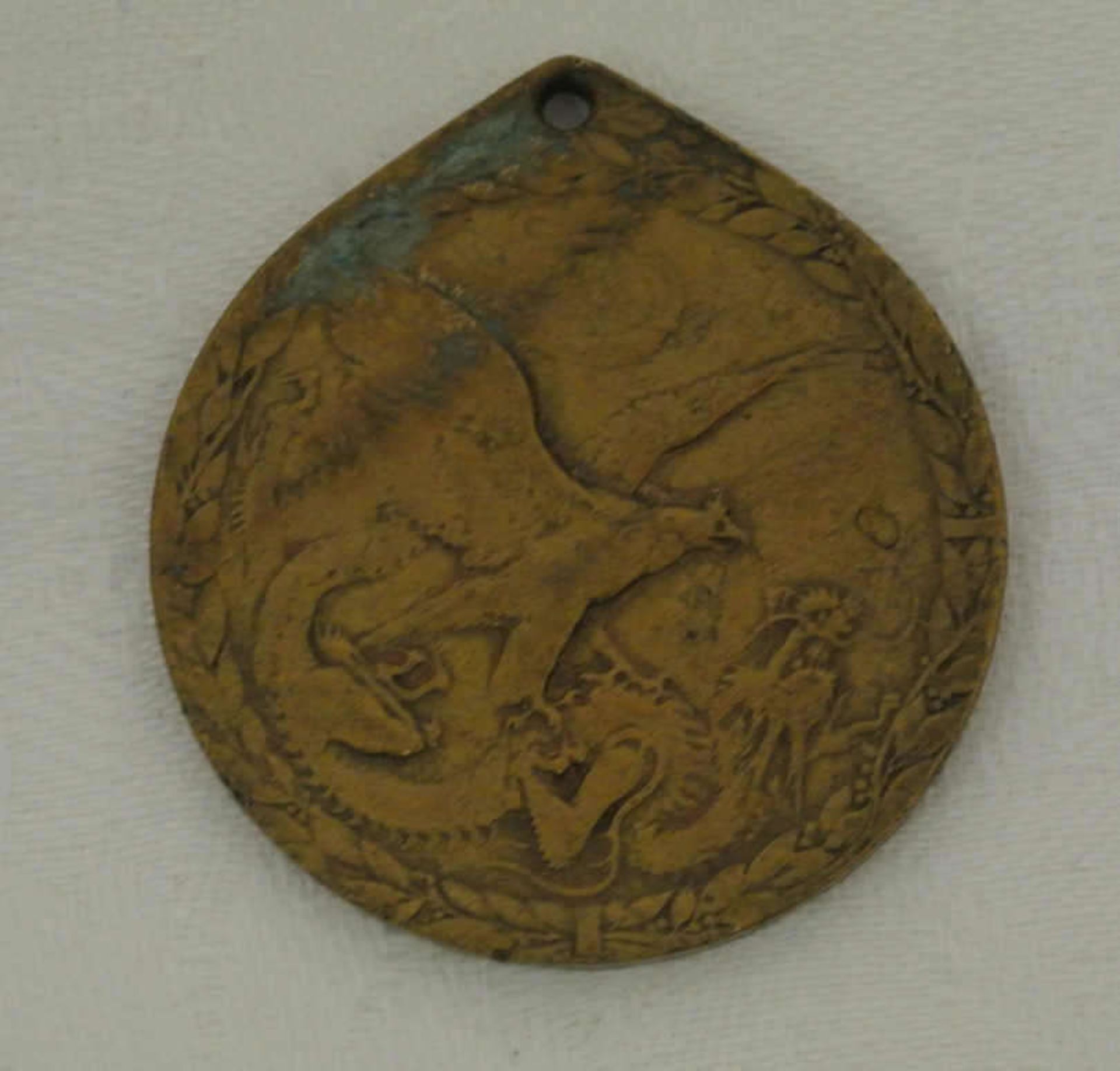 Orden Kaisserreich, Deutsche Kolonie China, China Gedenkmünze für Kämpfer 1901. Bronze vergoldet