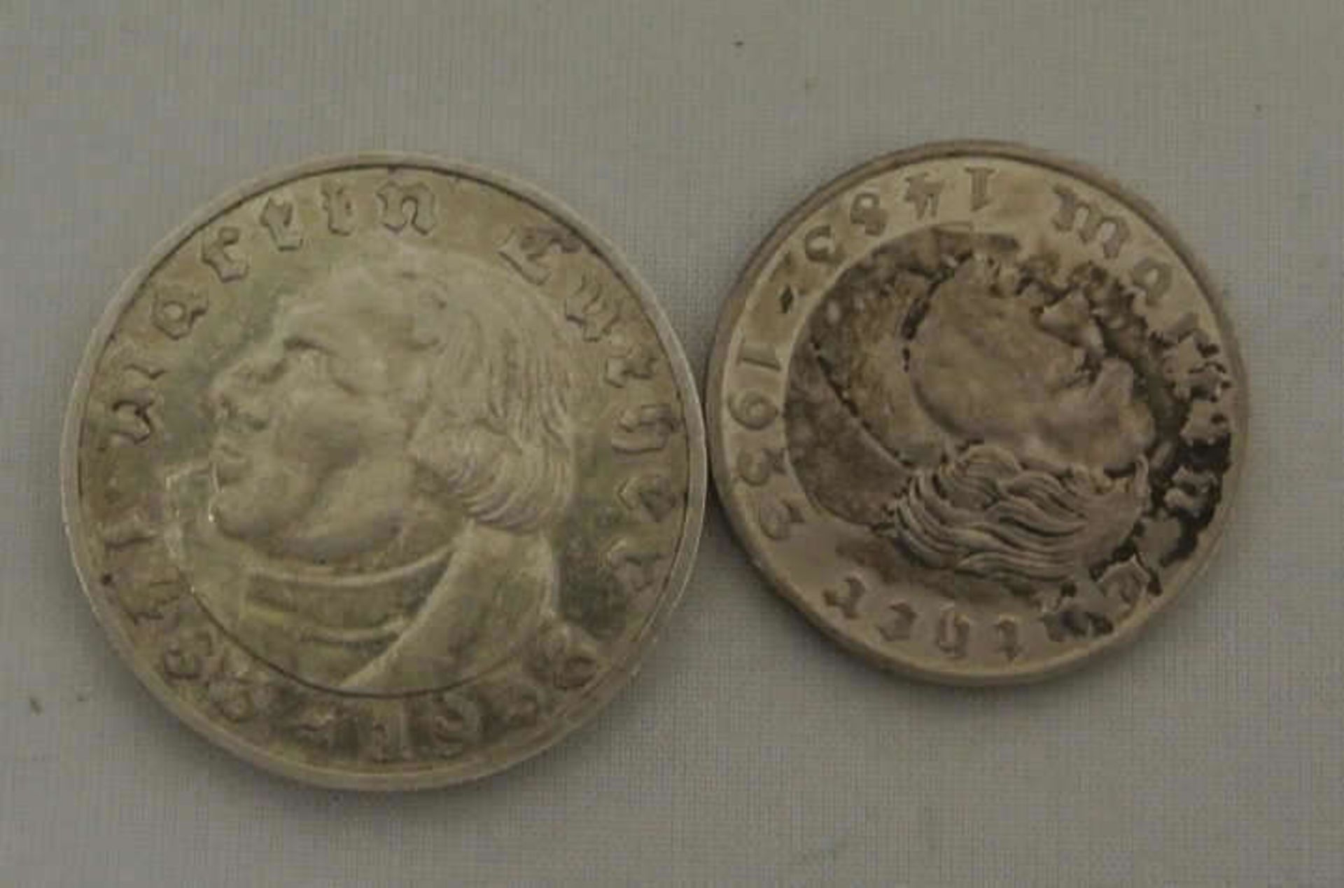 Weimarer Republik, 2 und 5 Reichsmark 1933, "450 Geburtstag Martin Luther", Jäger Nr. 352/353. - Bild 2 aus 2