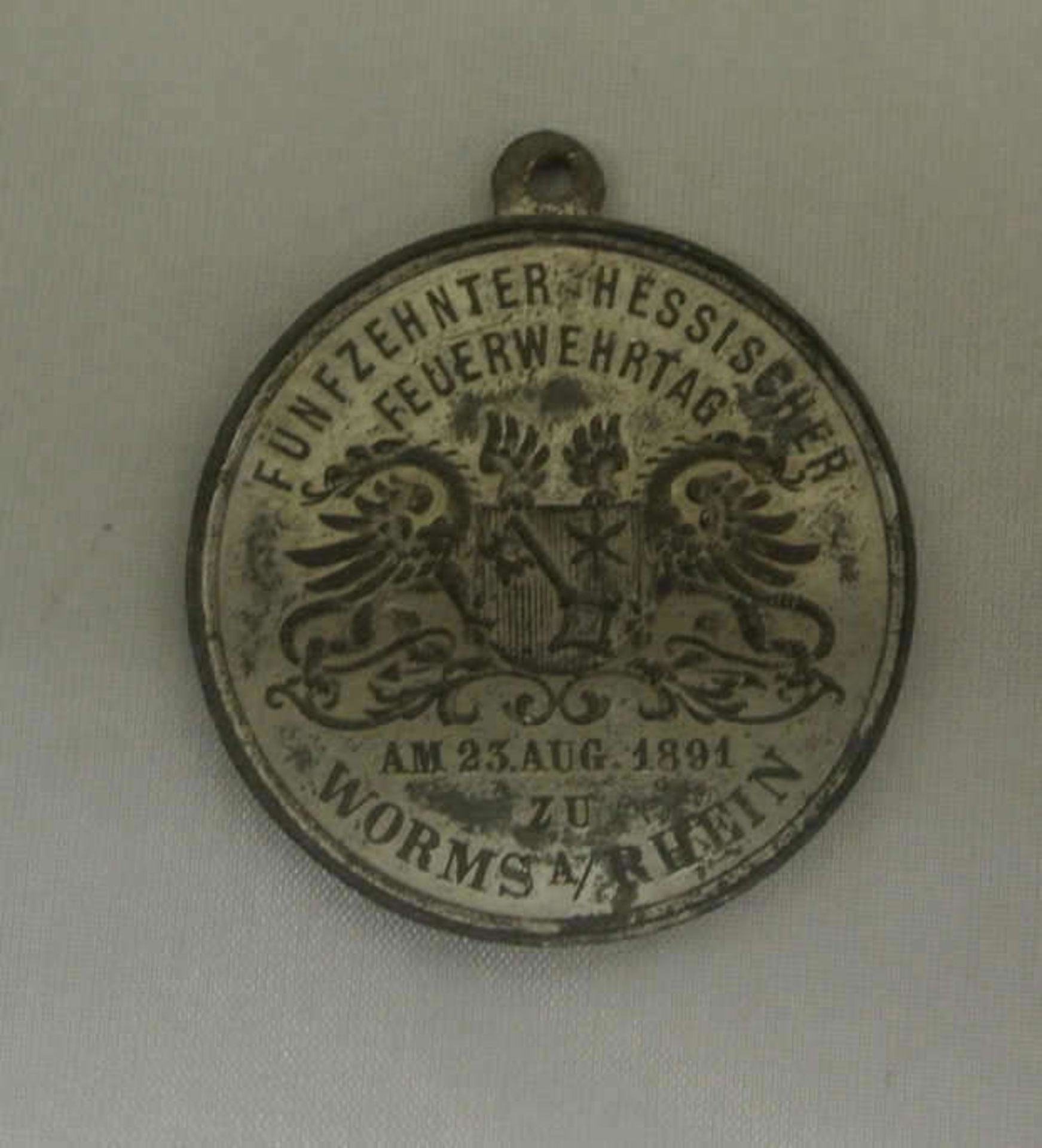 1 Medaille / Auszeichnung Fünfzehnter Hessischer Feuerwehrtag am 23. August 1891, Worms a. Rhein - Bild 2 aus 2
