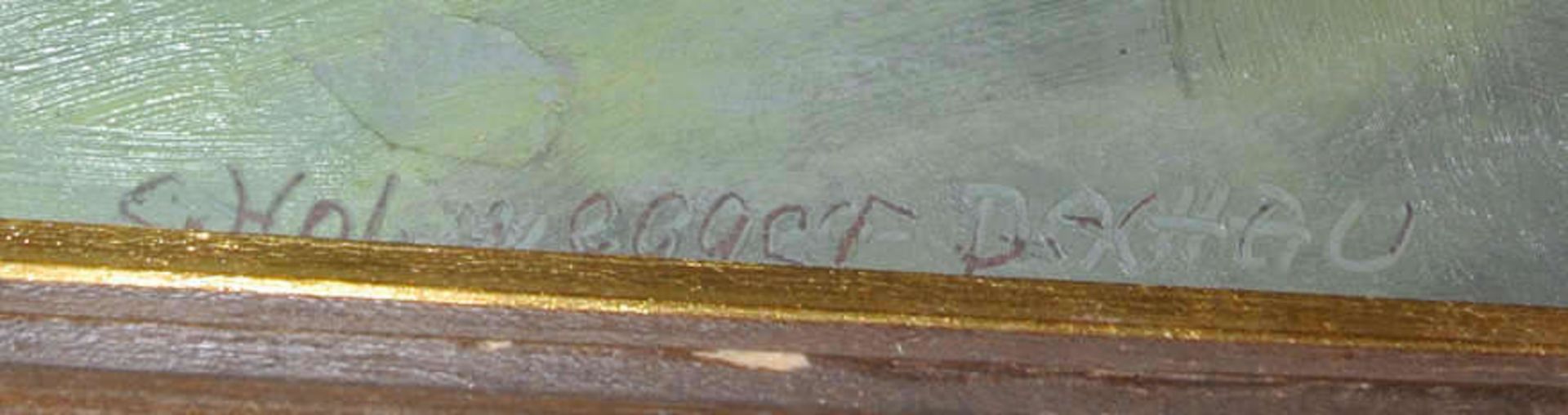 S. Hohenegger, Ölgemälde auf Platte, bezeichnet "Haus im Dachauer Moor", rechts unten Signatur S. - Bild 3 aus 3