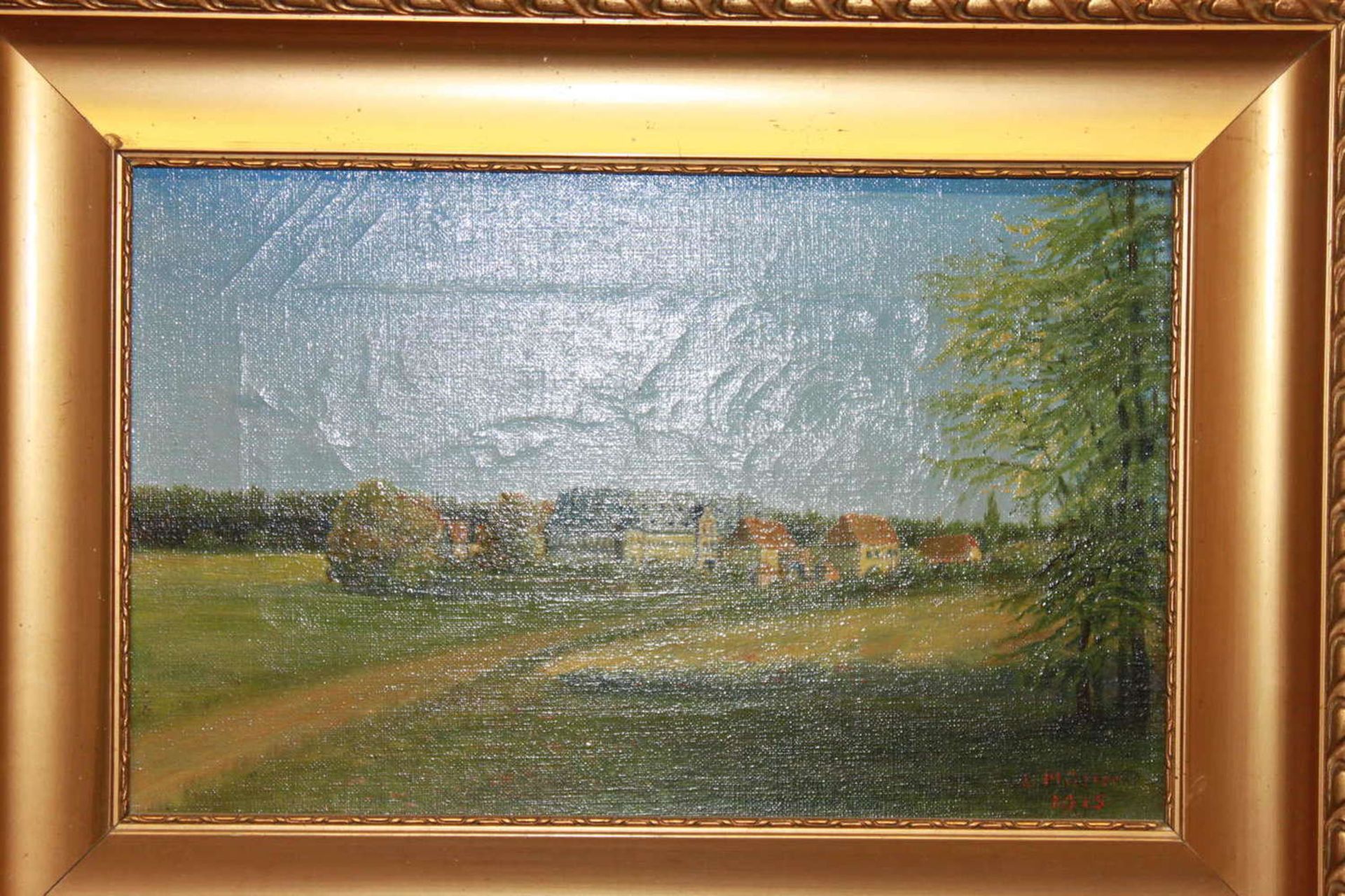 L.Müller, Ölgemälde auf Leinwand "Landschloß", rechts unten Signatur L.Müller1915. Maße: Höhe ca. 23 - Bild 2 aus 3