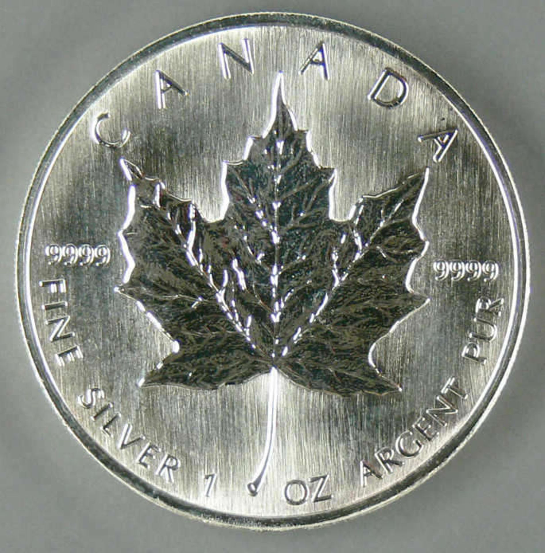 Kanada 1994, 5.- Dollar - Silbermünze "Maple Leaf". Silber 999, Gewicht: 1 oz. Mit Zertifikat.