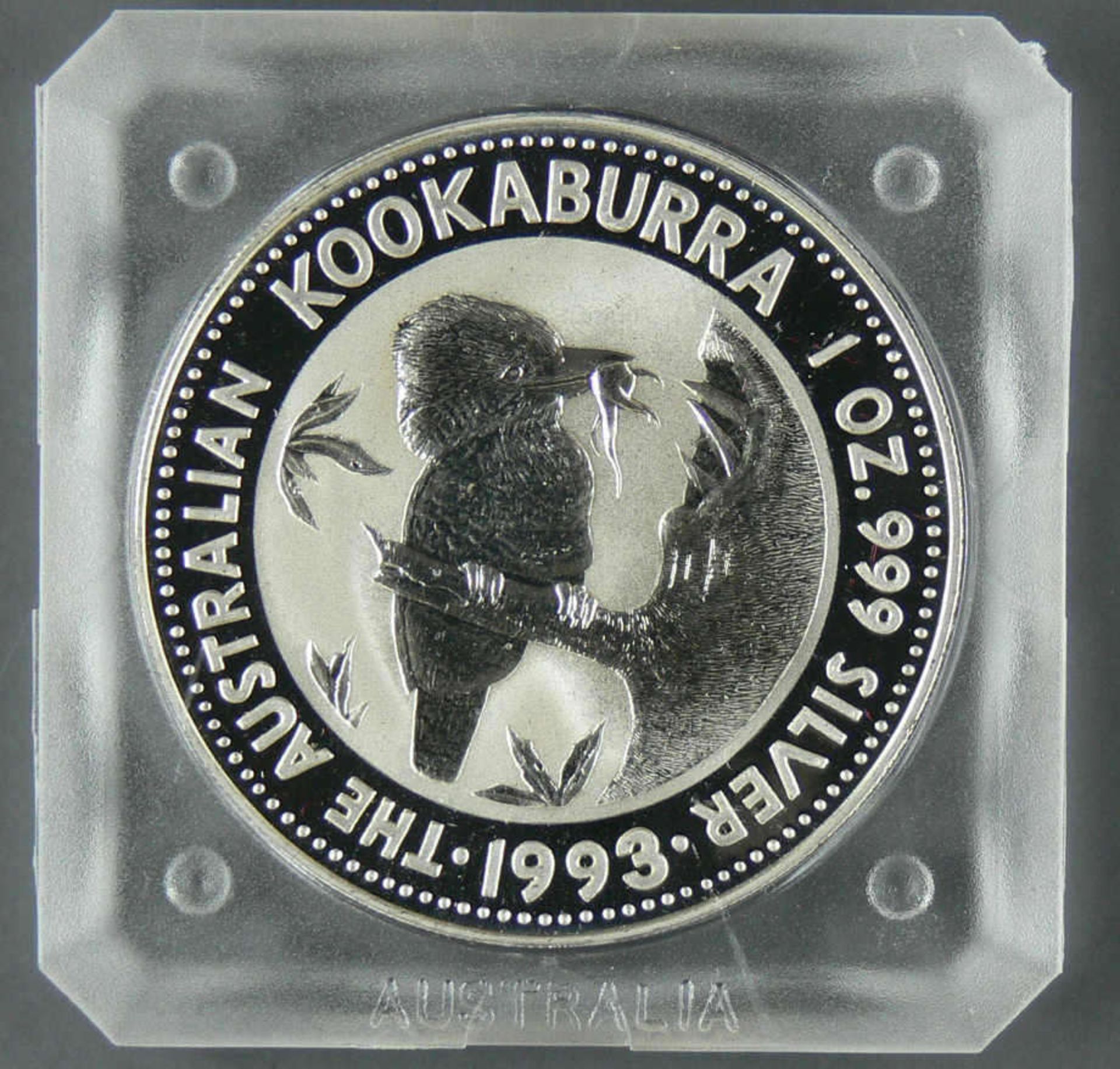 Australien 1993, 1 Dollar - Silbermünze " Kookaburra". Silber 999. Gewicht: 31,1 g. Durchmesser: